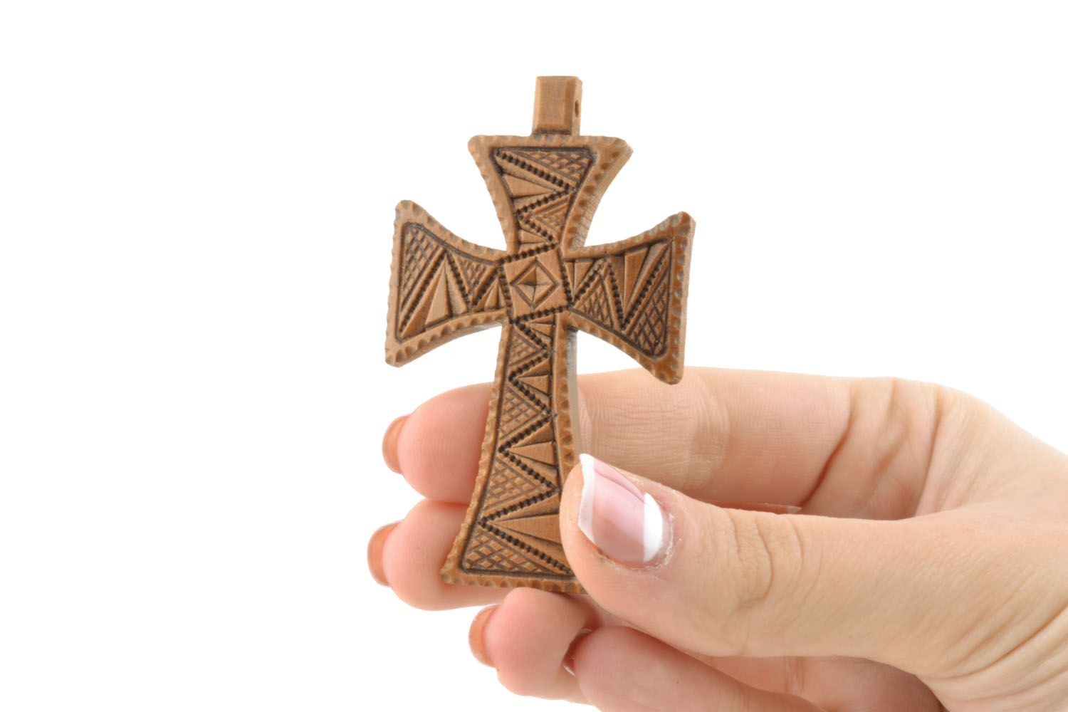 Croce di legno fatta a mano crocetta intagliata originale in legno interessante foto 5