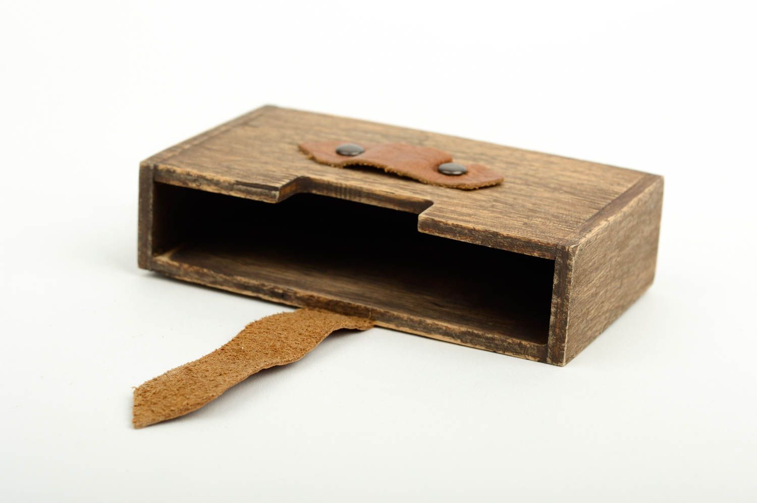 Porte-cartes de visite de bureau fait main design en bois Articles de bureau photo 3