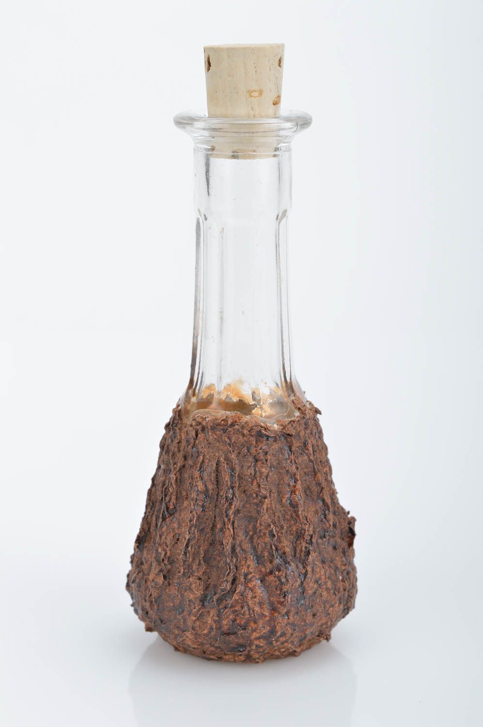 Handmade Glas Flasche Deko für Küche Geschenk Idee 50 ml Baumrinde klein foto 3