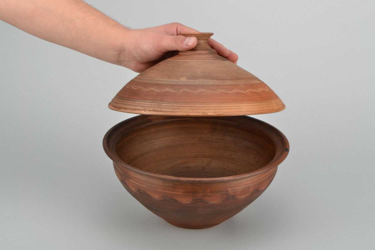 Pot en céramique avec couvercle fait main 3 litres photo 2