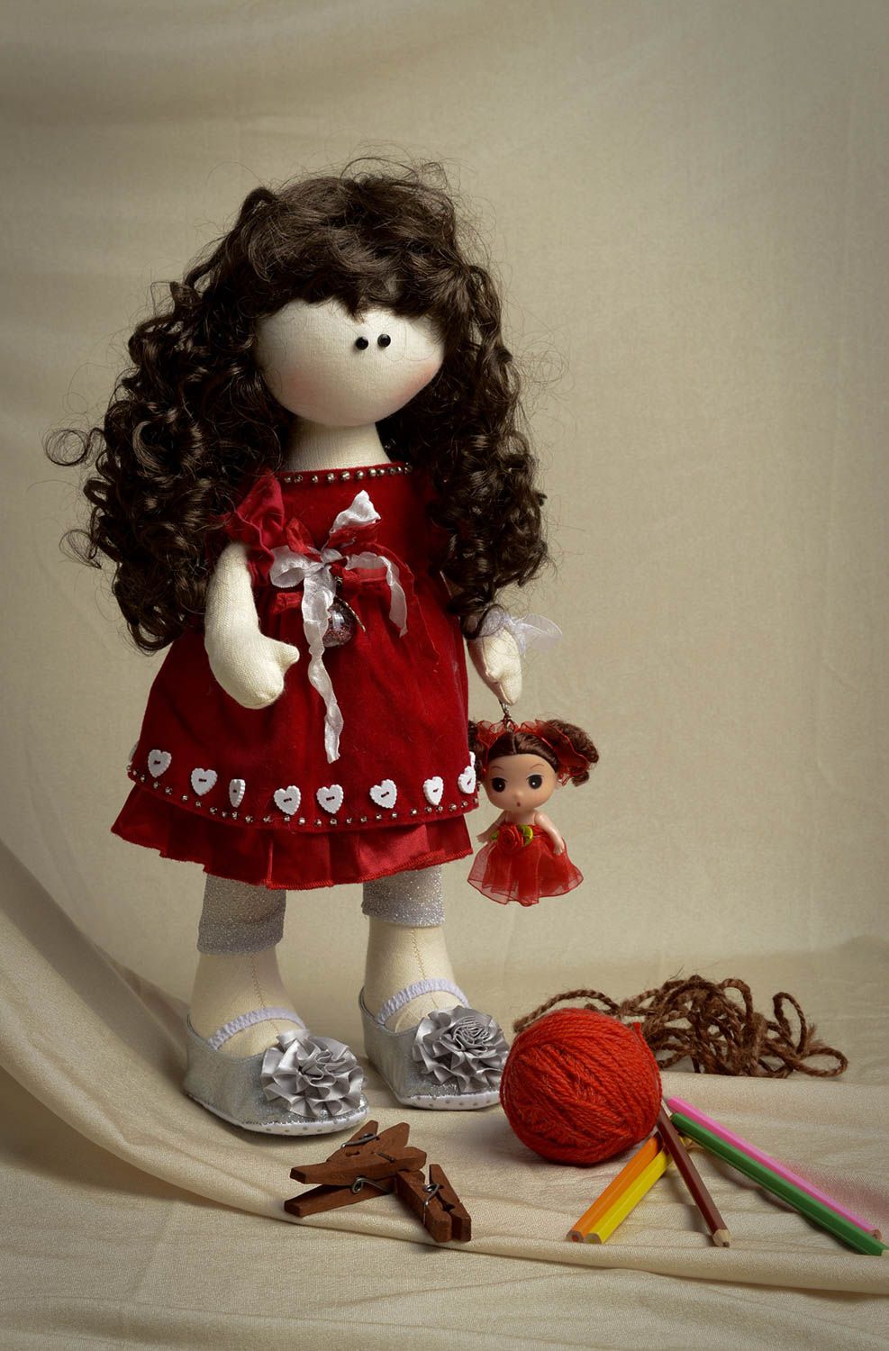 Кукла ручной работы кукла из ткани игрушка из льна мягкая кукла красивая фото 5