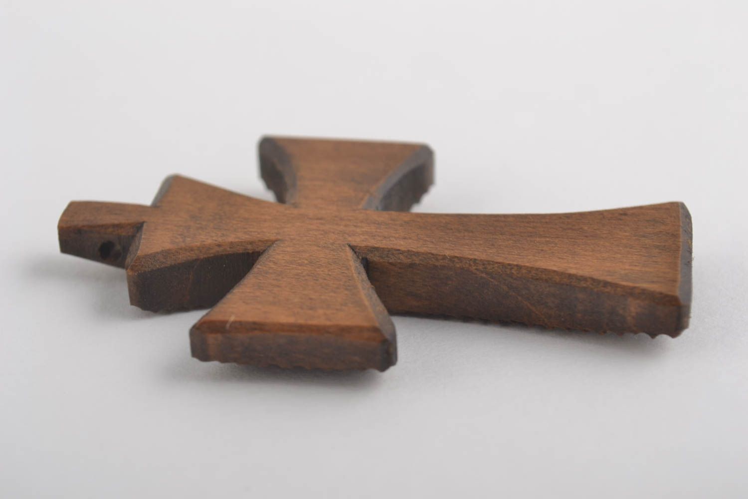 Croix pectorale faite main Pendentif en bois de poirier incrusté Objet religieux photo 2