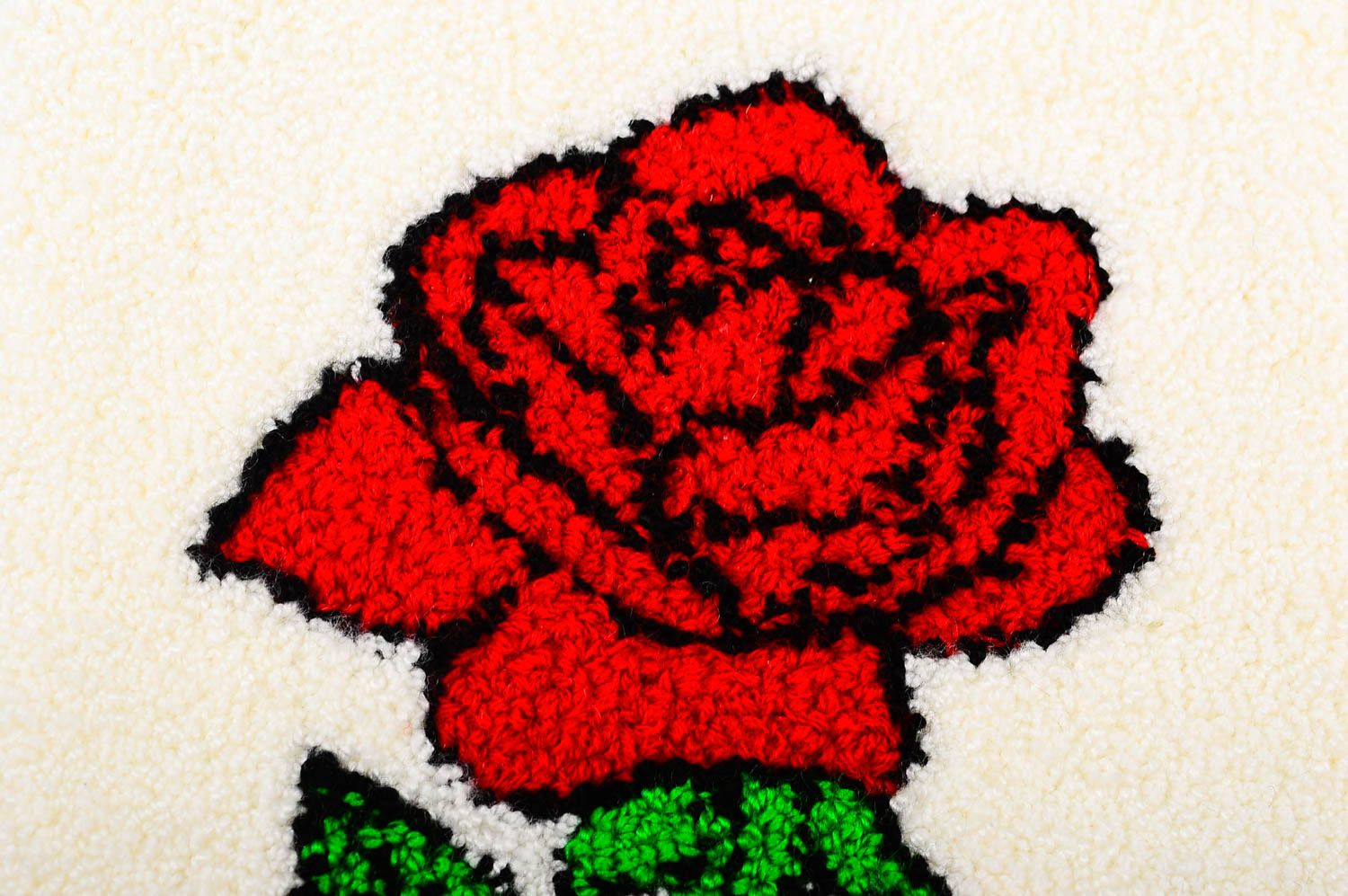 Tableau fleur de rose fait main Décoration murale en coton Déco maison photo 4
