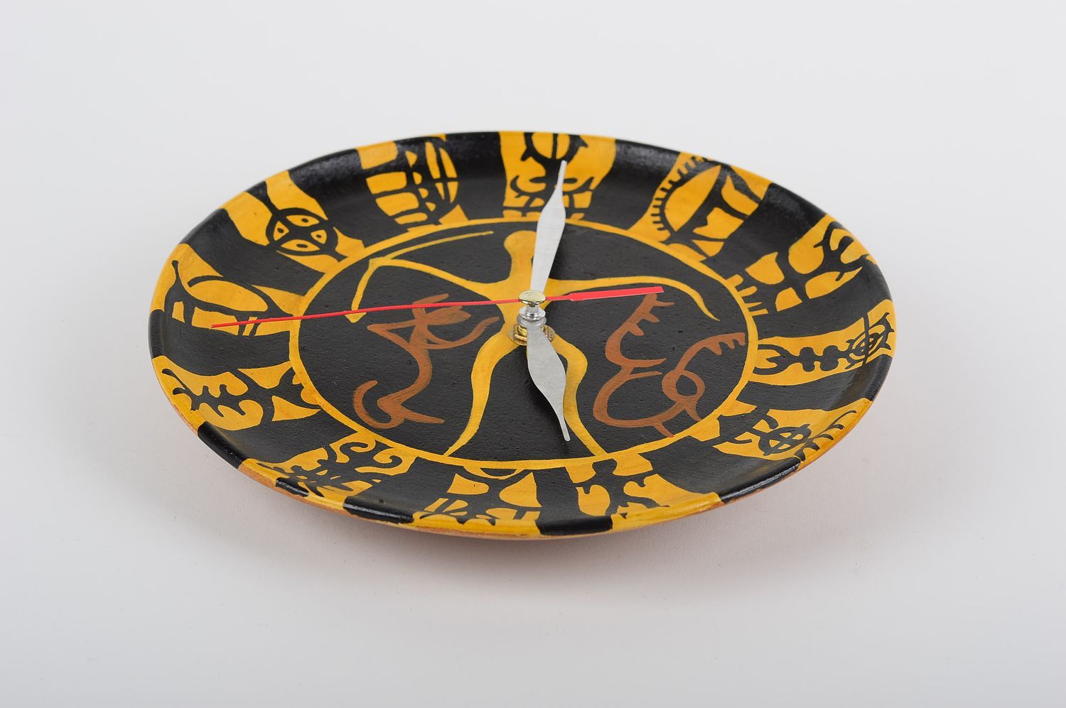 Keramik Uhr Handmade Deko ungewöhnliche Uhr Tischuhr modern bemalt originell foto 3
