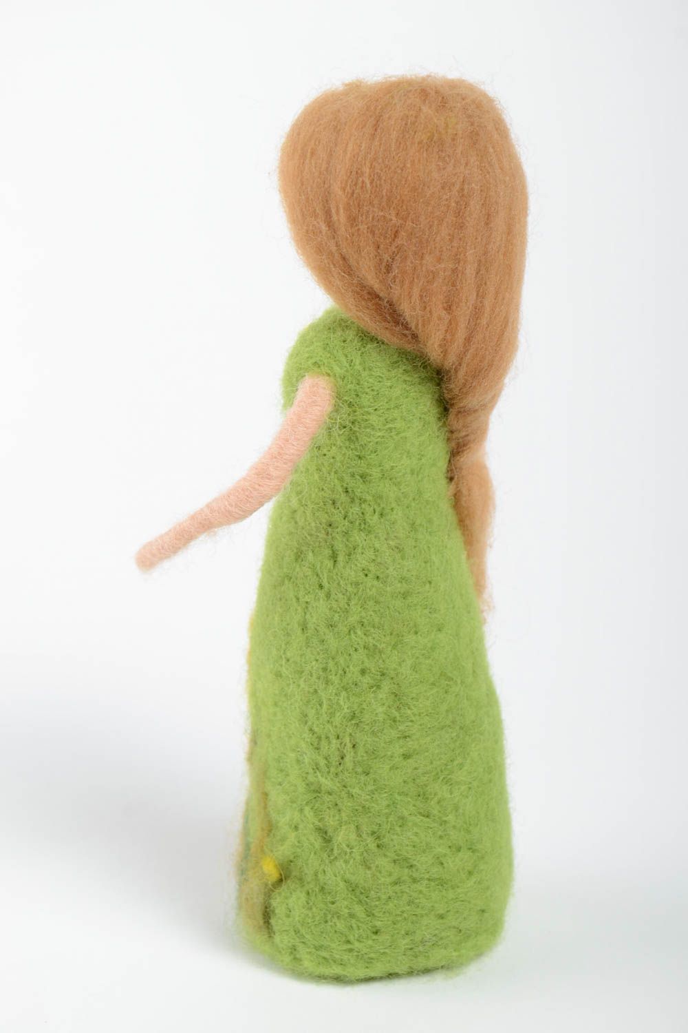 Poupée en laine Poupée décorative faite main verte originale Cadeau pour enfant photo 3