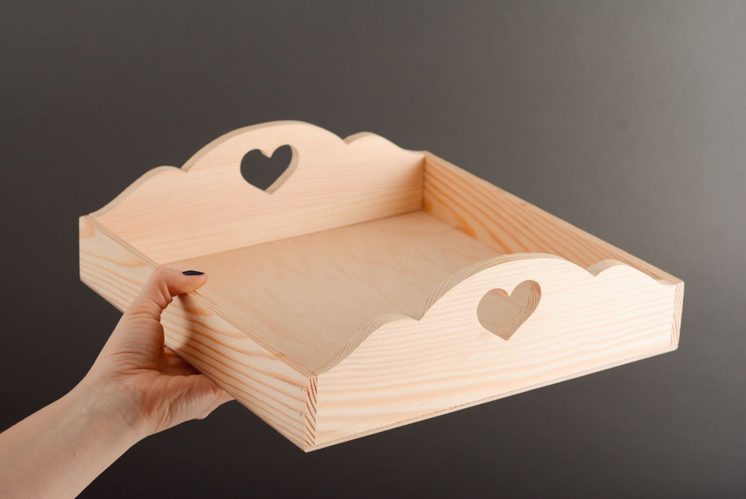 Wooden blank tray Heart photo 2