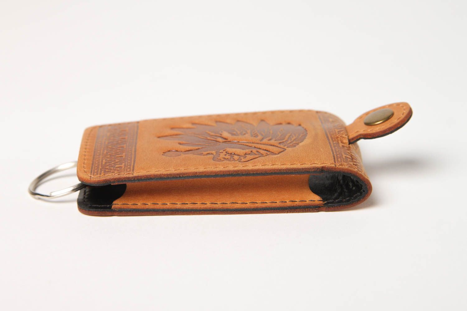 Guarda llaves original hecho a mano inusual accesorio de cuero regalo original foto 4