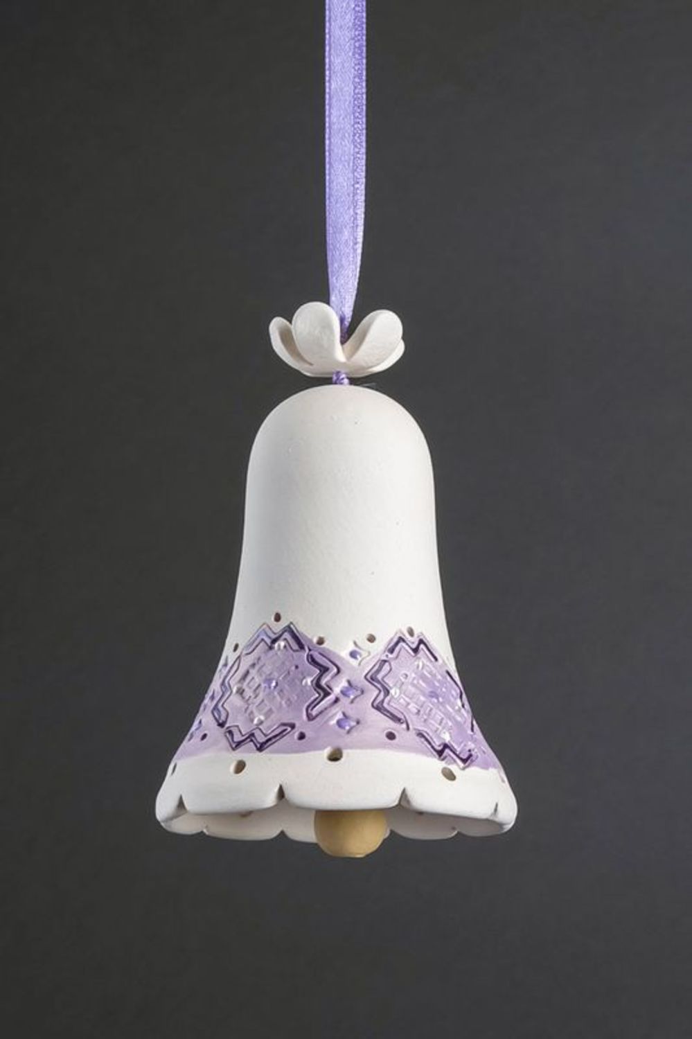 Campanello d'autore in ceramica fatto a mano campanella tenera bianca
 foto 8