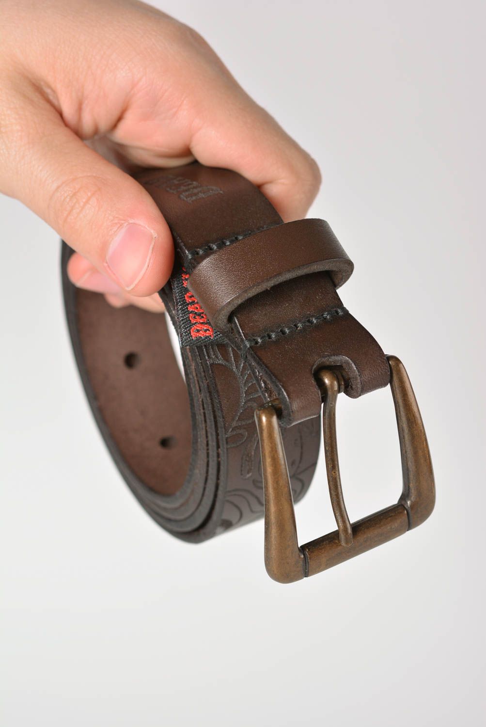 Belt for men handmade leather belt designer accessories handmade leather goods photo 3