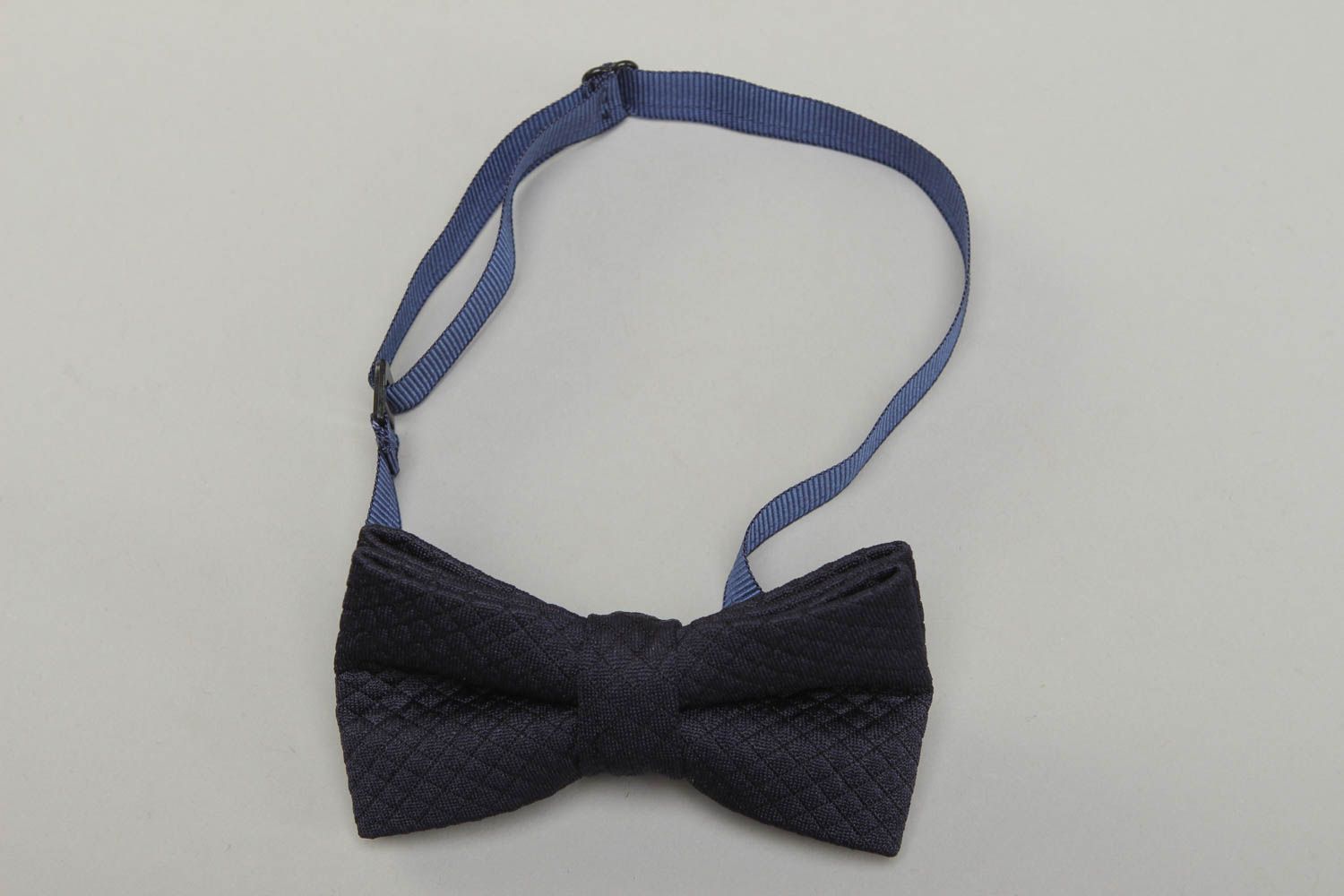 Dark blue cotton fabric bow tie photo 1