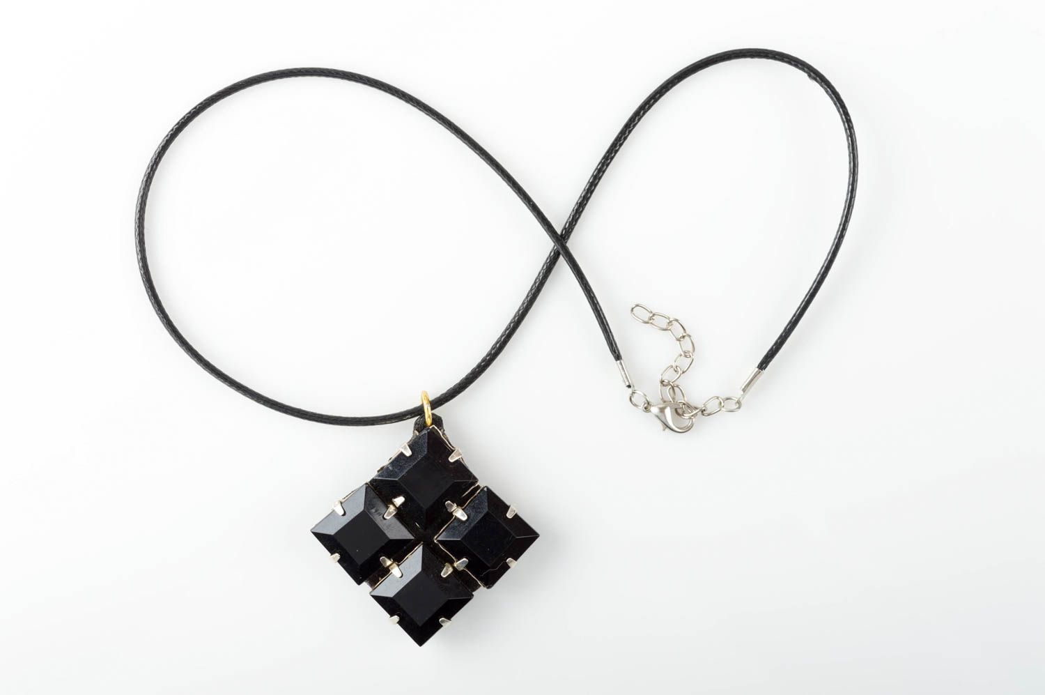 Handmade beautiful pendant unusual necklace made of plastic beads cute accessory photo 3