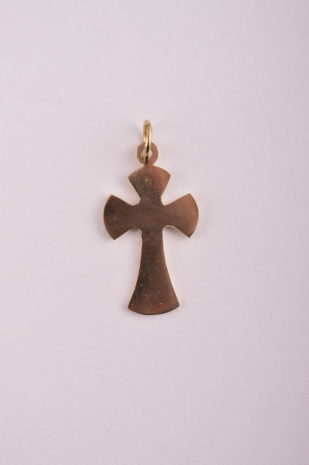 Крестик с камнями handmade подвеска на шею украшение из латуни дизайнерское фото 3