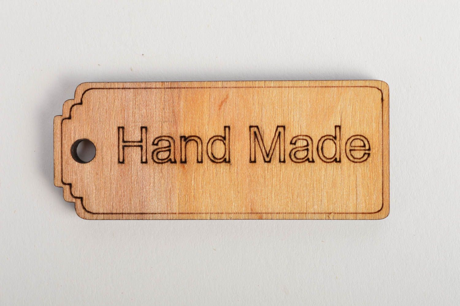 Étiquette en bois brut fait main avec inscription Hand Made pour décor   photo 2