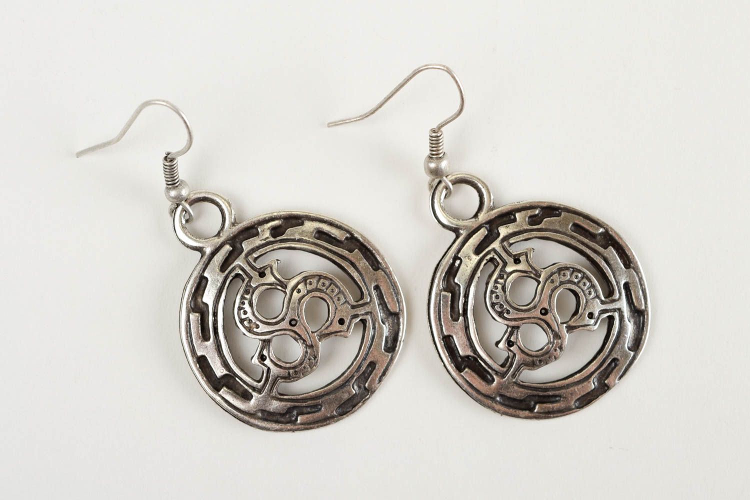 Hand crafted metal earrings women fashion accessories gift ideas round earrings photo 3