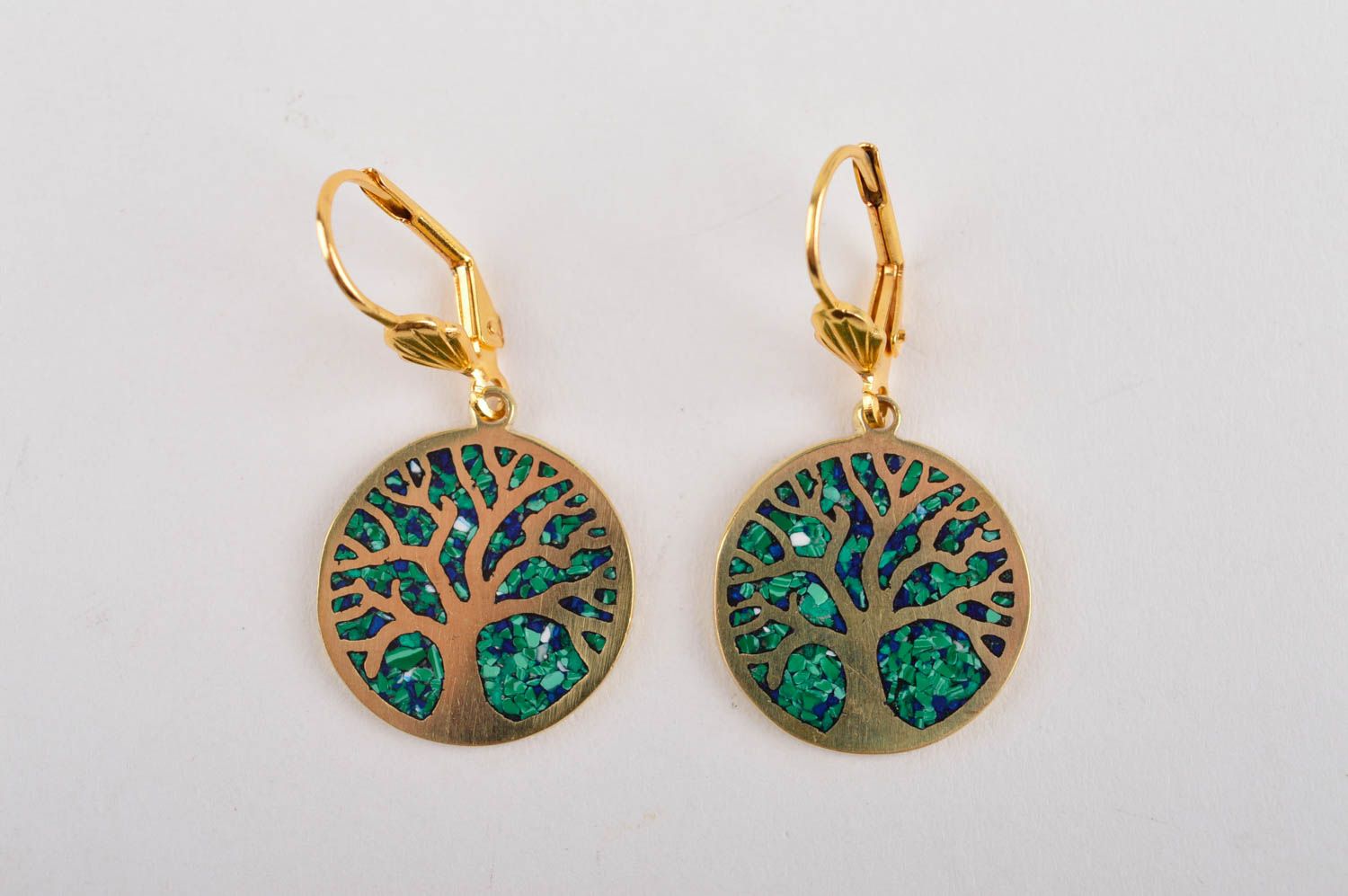 Серьги из натуральных камней handmade серьги из латуни женские серьги Дерево фото 3