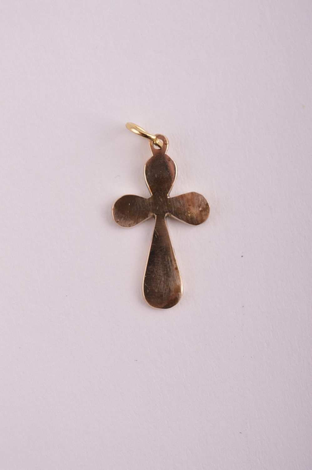 Pendentif croix en laiton Bijou fait main pierres naturelles Cadeau insolite photo 3