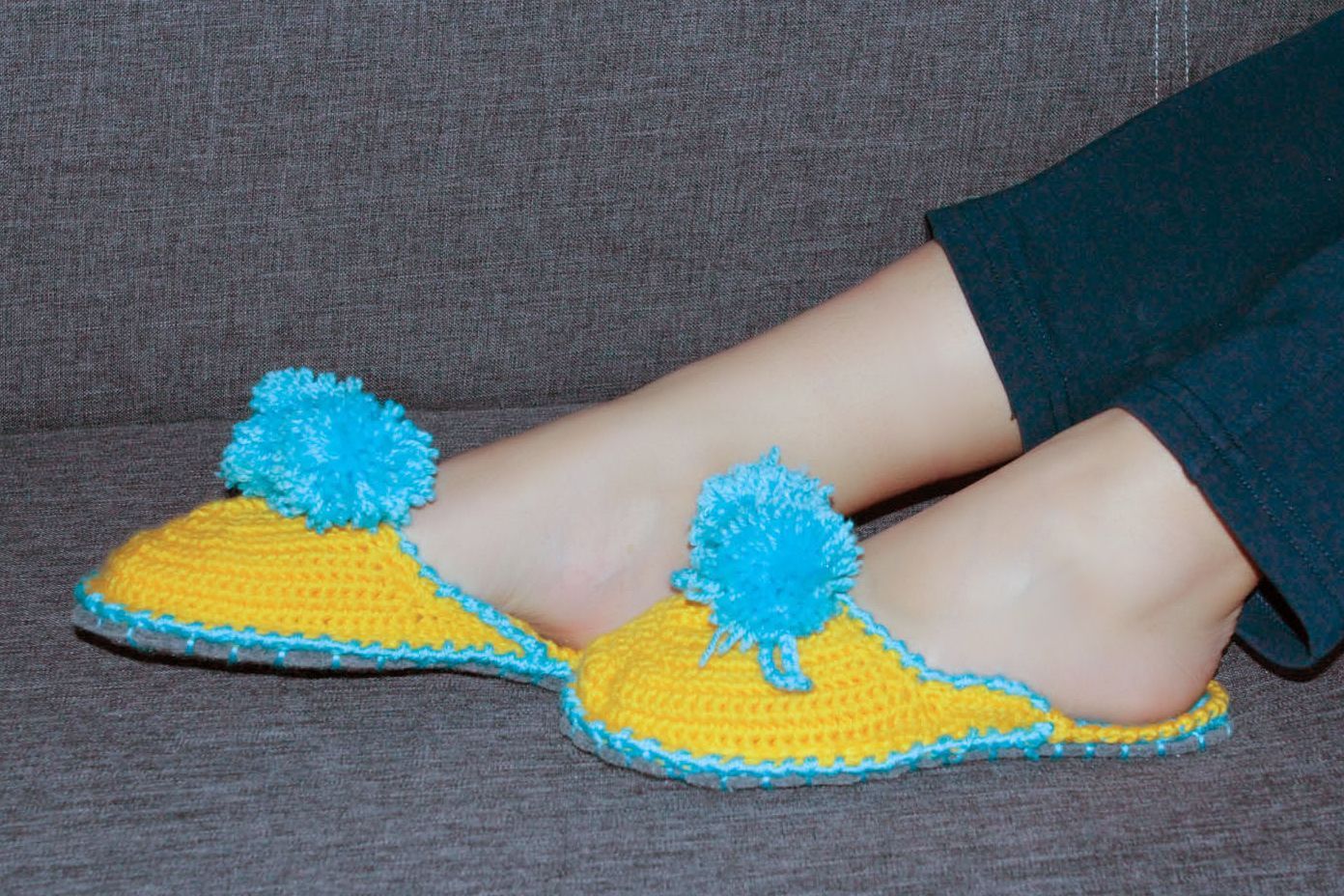 Yellow-blue slippers photo 5