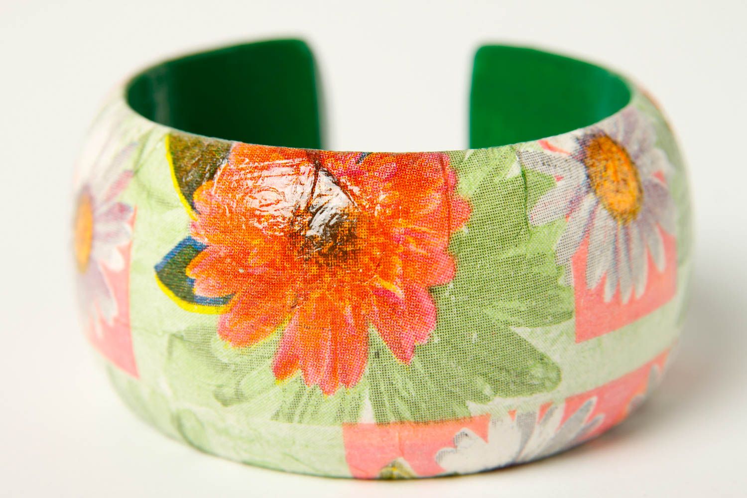 Brazalete artesanal regalo perzonalizado pulsera de madera con flores coloridas foto 5