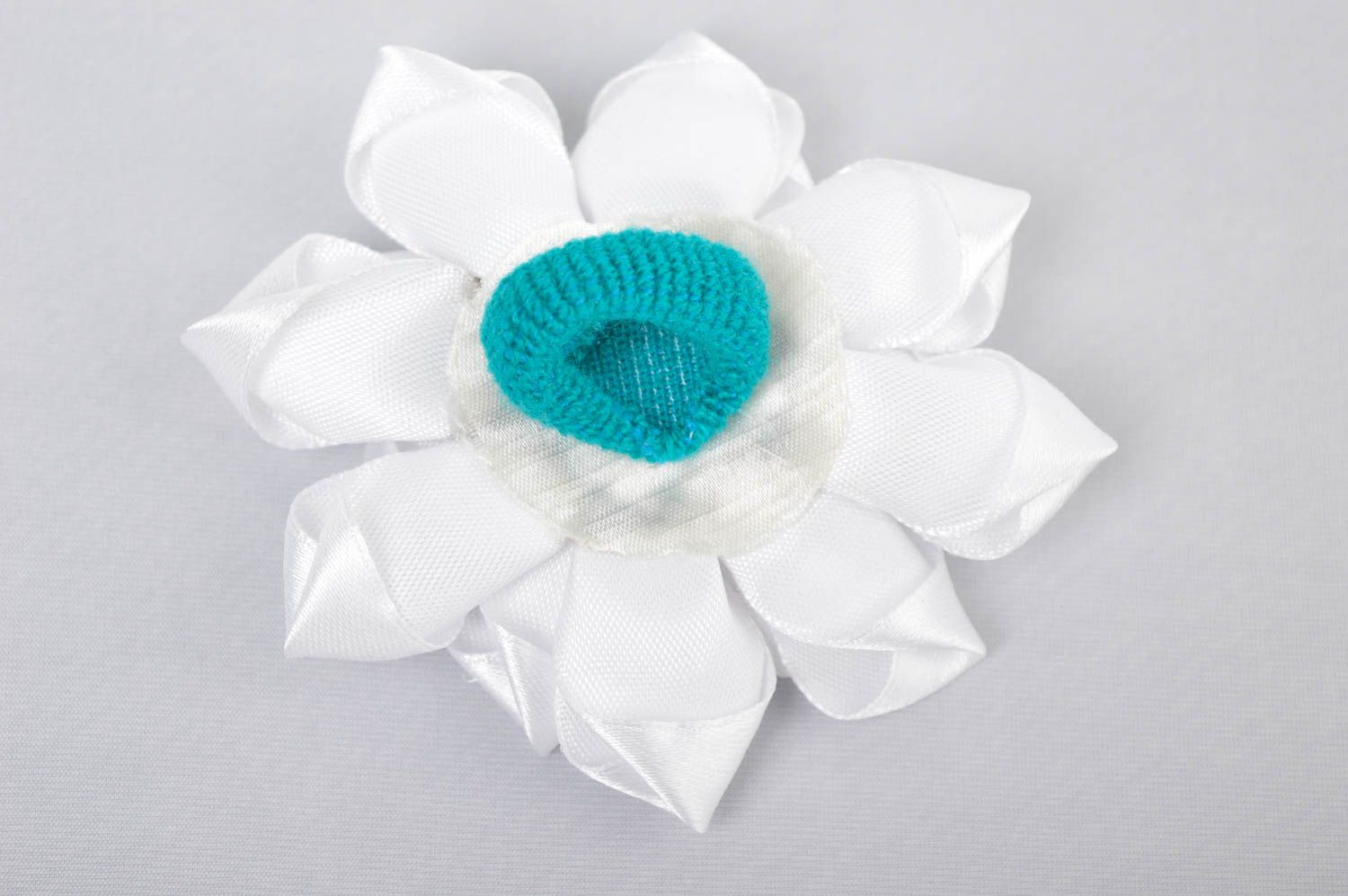 Goma para el pelo artesanal flor blanca accesorio para niñas regalo original foto 5