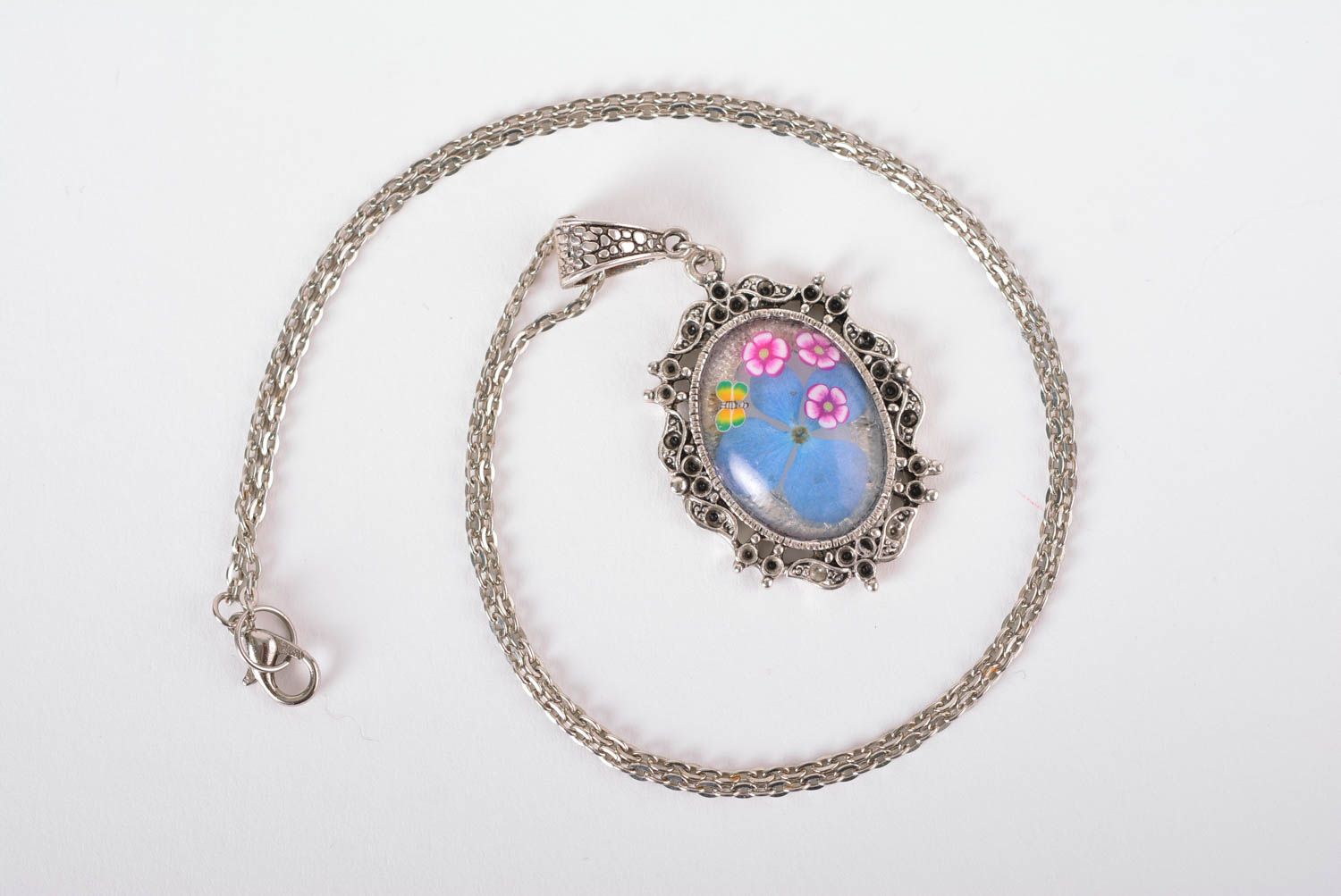 Unusual handmade neck pendant flower pendant botanical jewelry designs photo 3