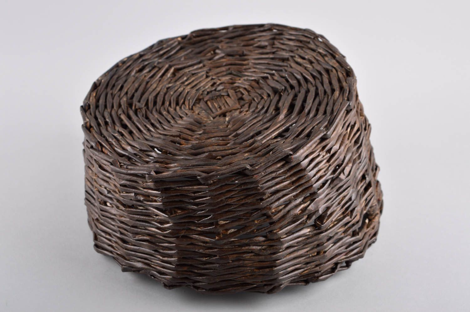 Handmade decorative basket unusual woven paper basket stylish interior decor photo 5