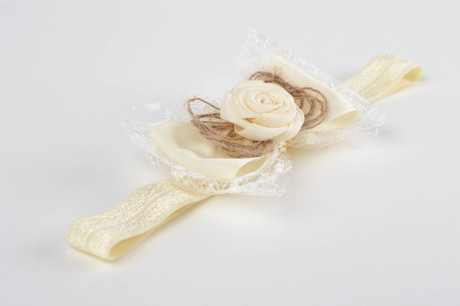 Bandeau avec noeud fait main Accessoire cheveux crème Cadeau pour femme photo 4