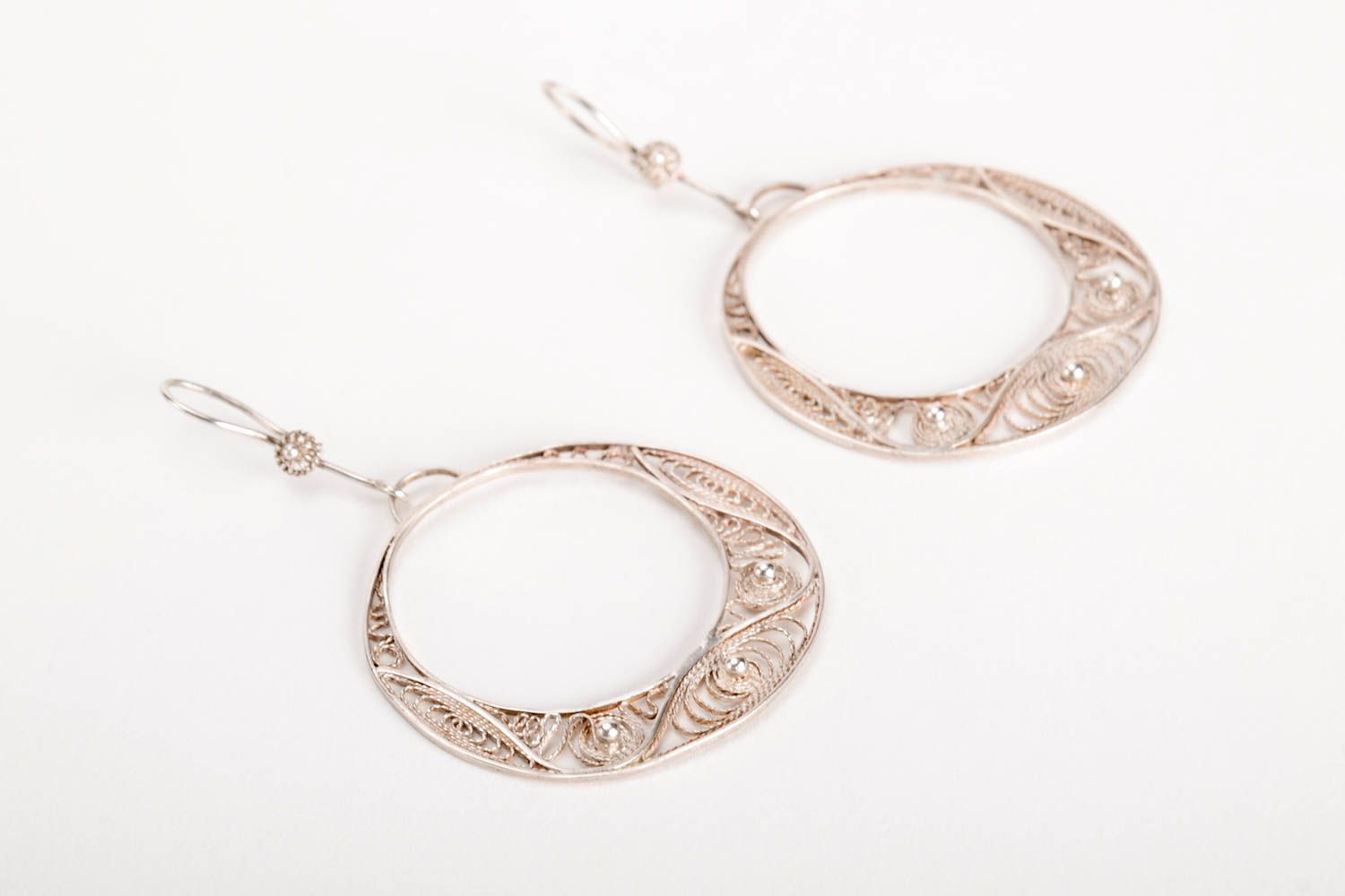 Handmade designer silver earrings unique stylish jewelry present for woman photo 2