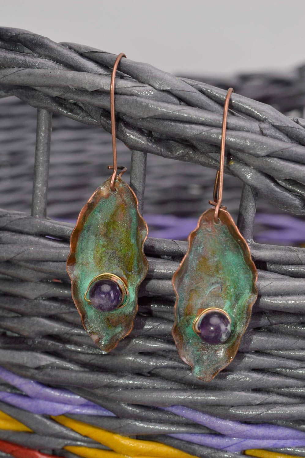 Copper jewelry unusual earrings gift ideas copper accessory designer earrings photo 1