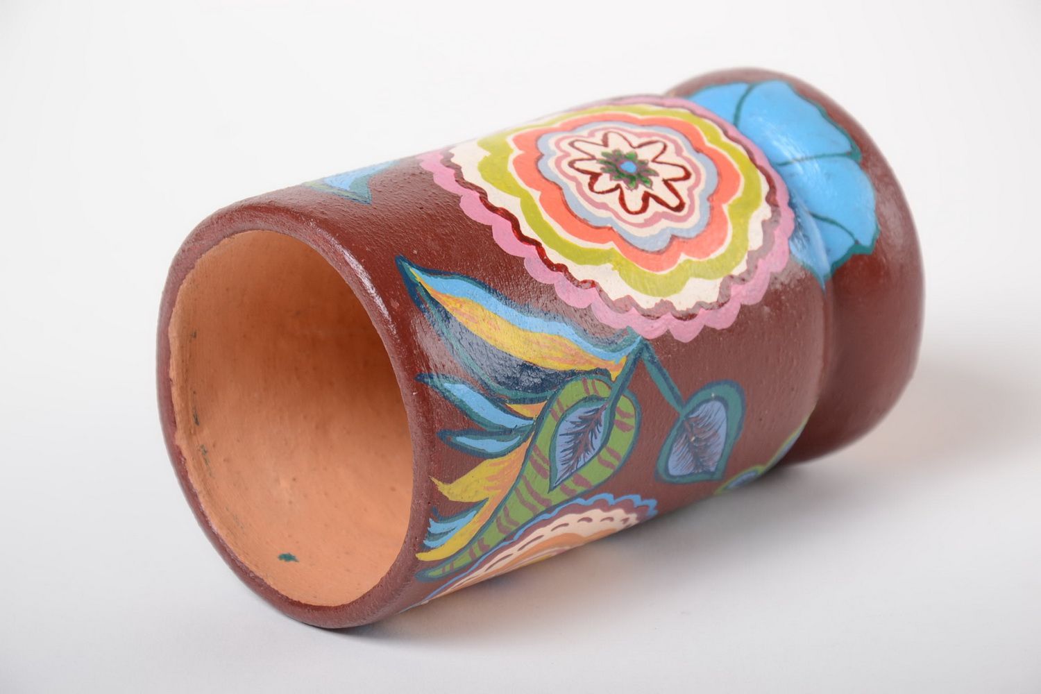Schöne Designer Ton Vase handmade mit Acrylfarben Bemalung 400 ml Geschenk foto 3