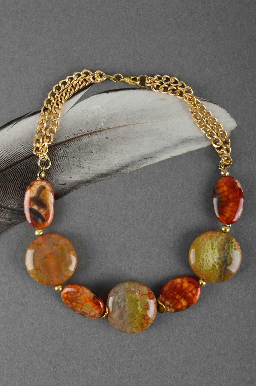 Handmade designer accessories natural stones necklace unique present for woman photo 1