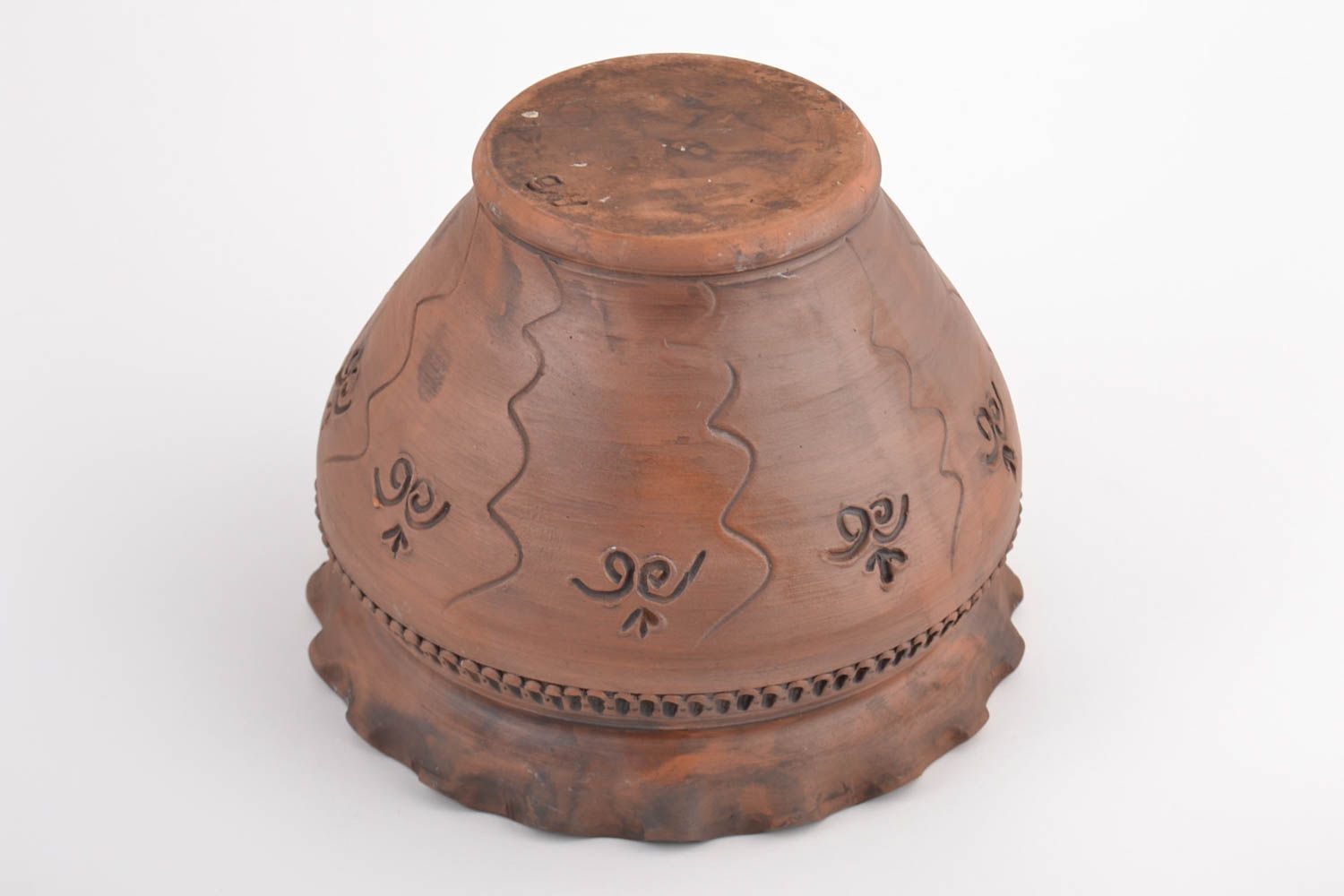 Unusual handmade designer clay pot for baking 3 l home ceramics photo 5