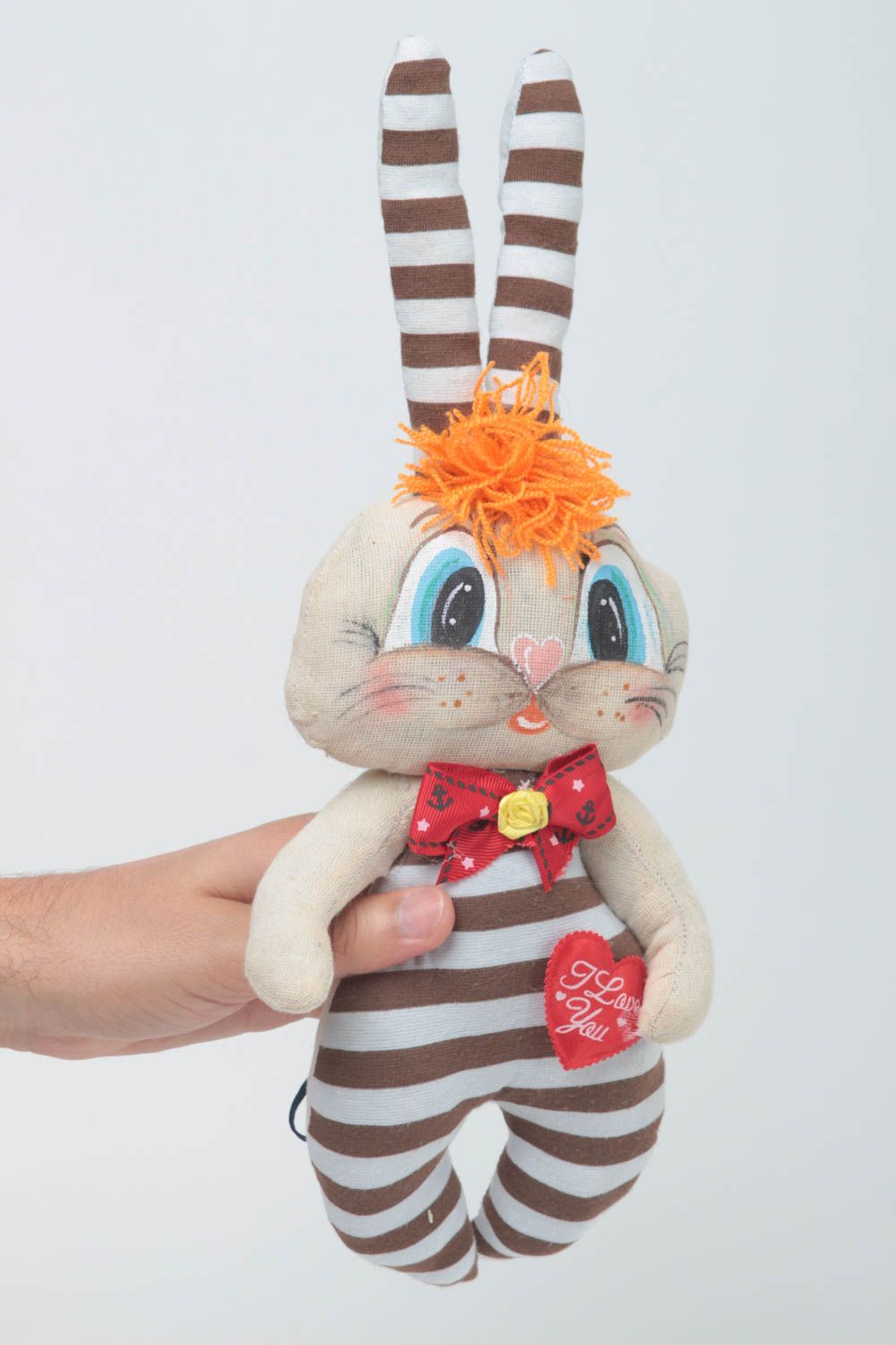 Jouet lapin Peluche en tissu de coton fait main Cadeau original Déco maison photo 5