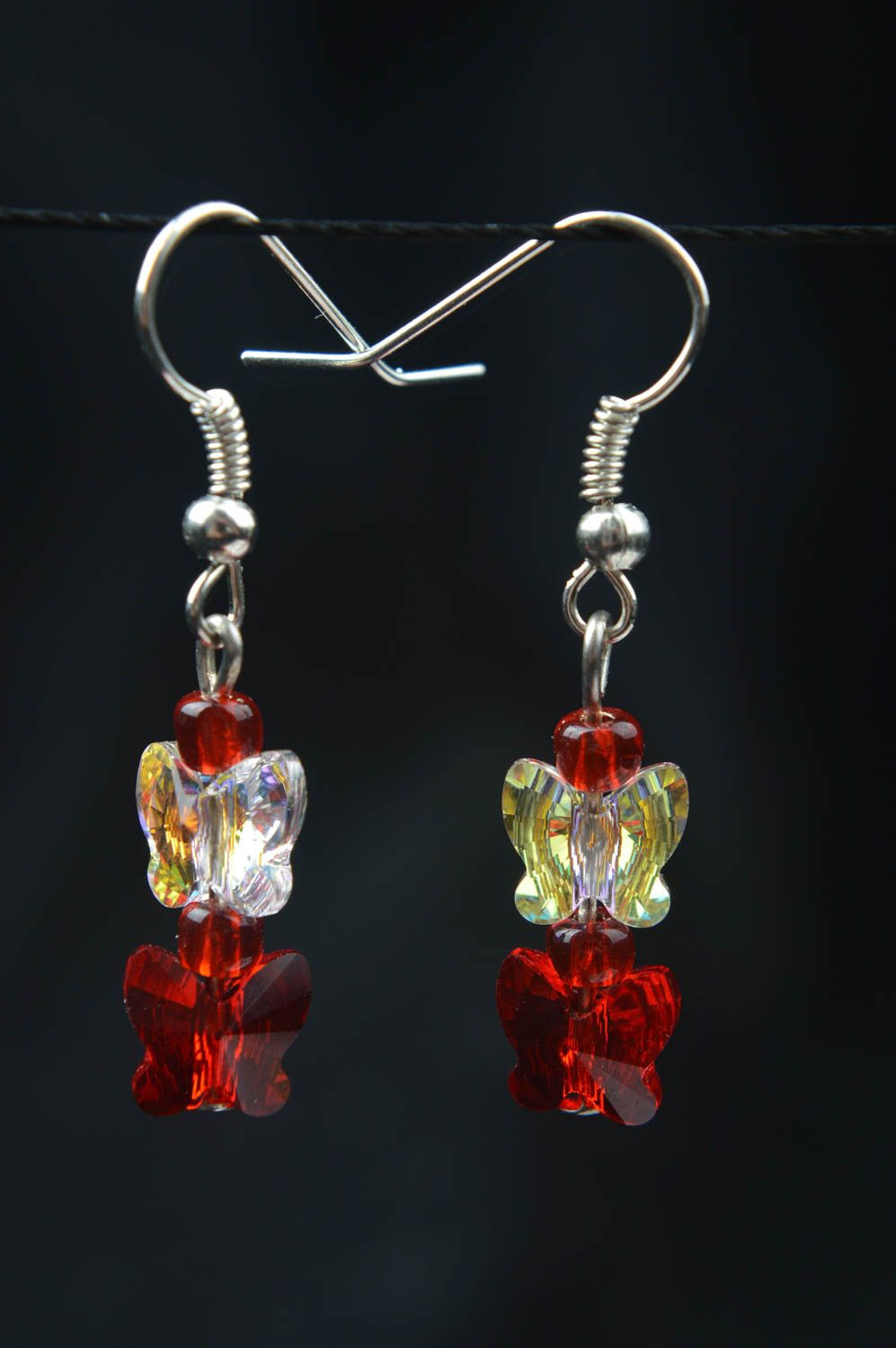 Handmade earrings designer accessory unusual gift beaded jewelry long earrings photo 1