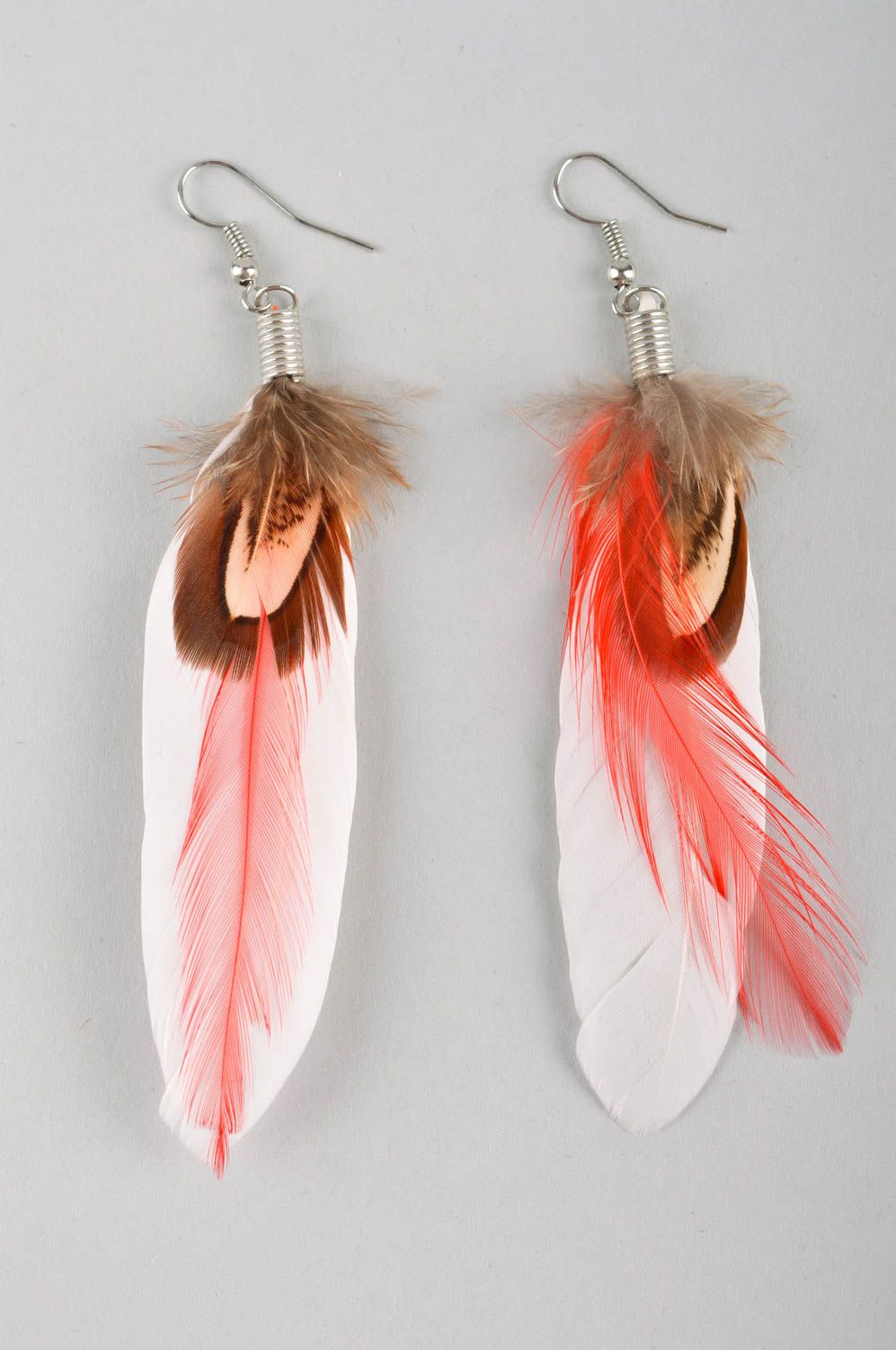 Feather earrings with charms elegant accessories feather jewelry summer jewelry photo 3