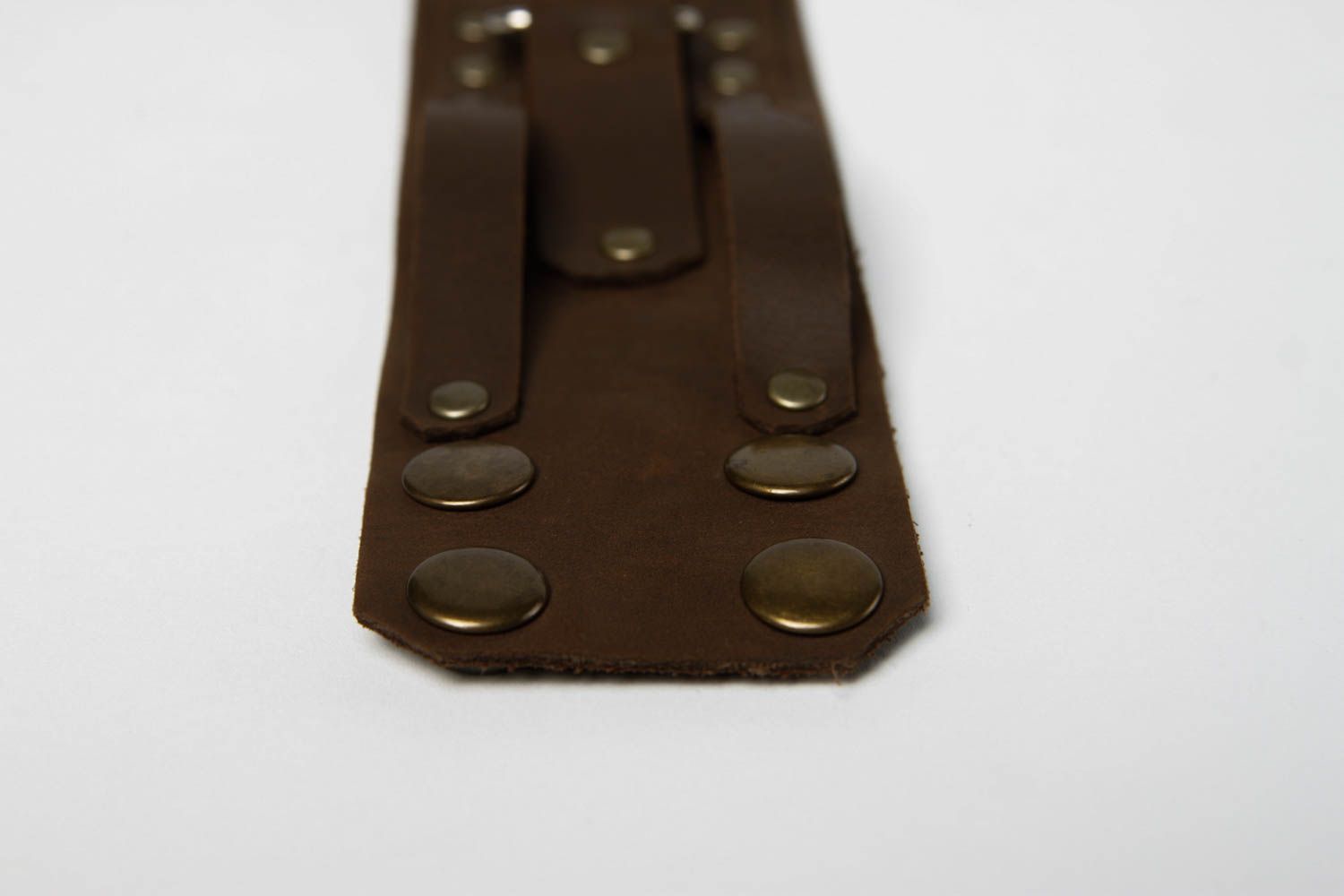 Bracelet cuir Bijoux fait main large marron foncé Accessoire femme cadeau photo 4