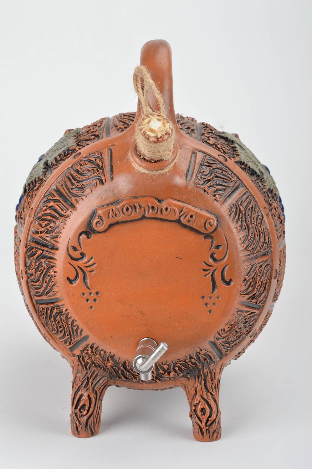 Handmade decorative designer ceramic wine barrel with tap for 4 l photo 1