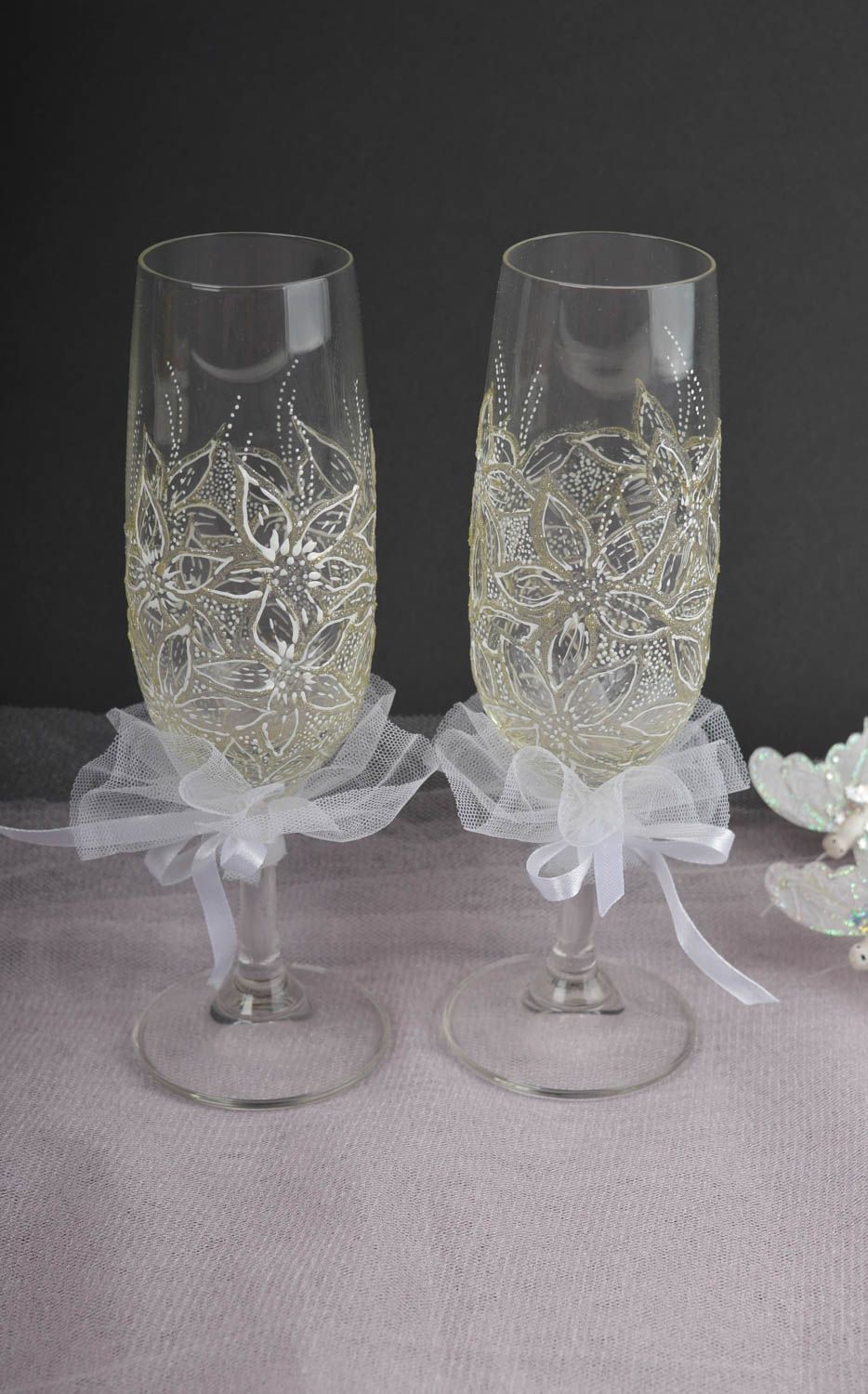 Flûtes a champagne fait main 2 Verres à champagne Service vaisselle mariage photo 1