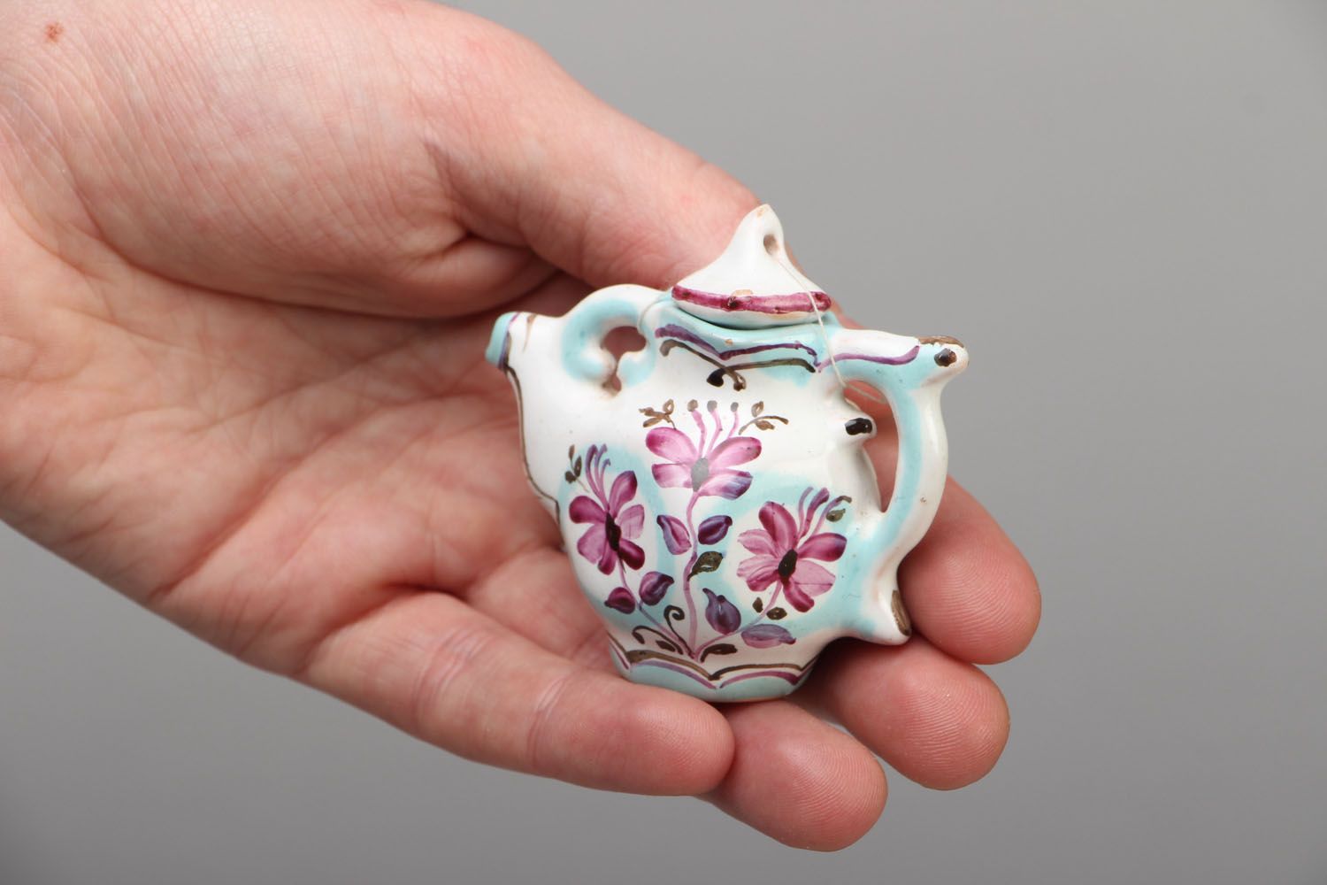 Théière miniature décorative en argile faite main photo 4