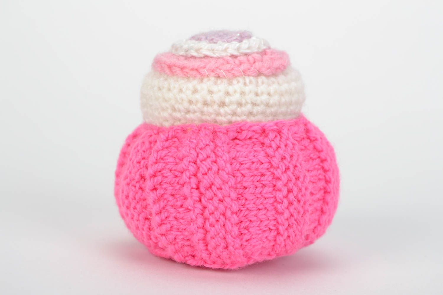 Beautiful pink handmade crochet cake for home and children photo 3