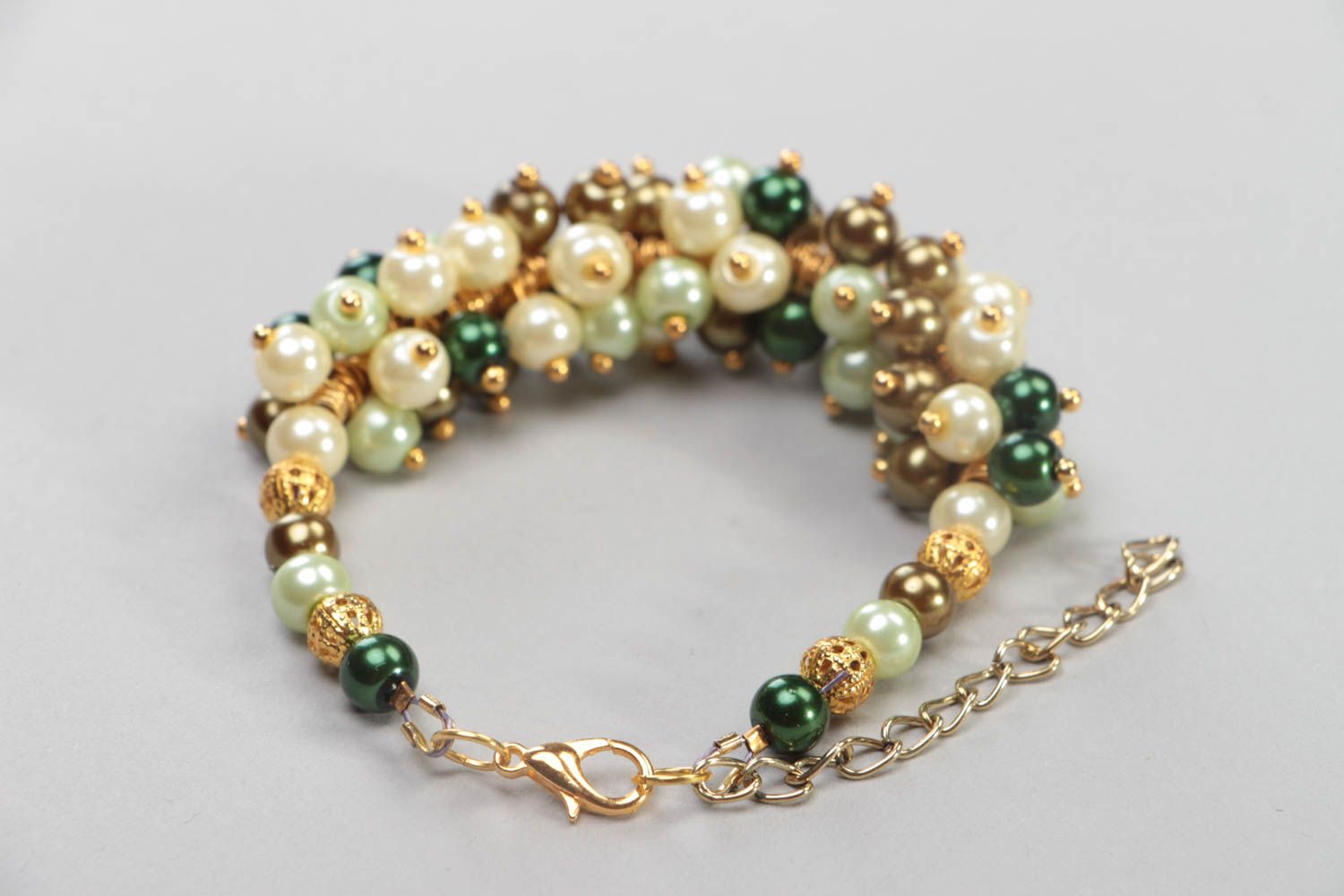 Bracelet en perles céramiques multicolore fait main sur chaîne pour femme photo 5