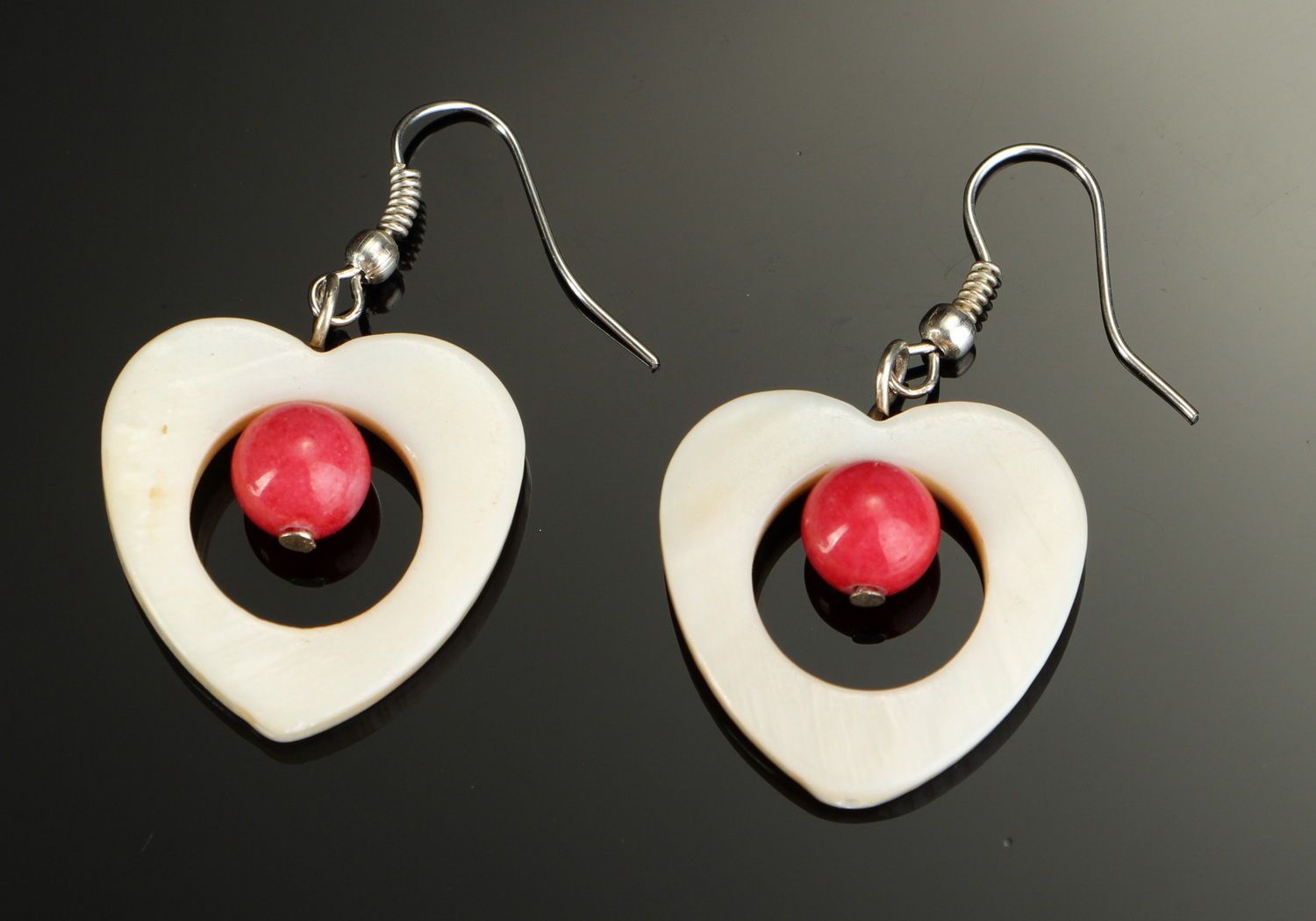 Earrings with pearl and coral photo 4