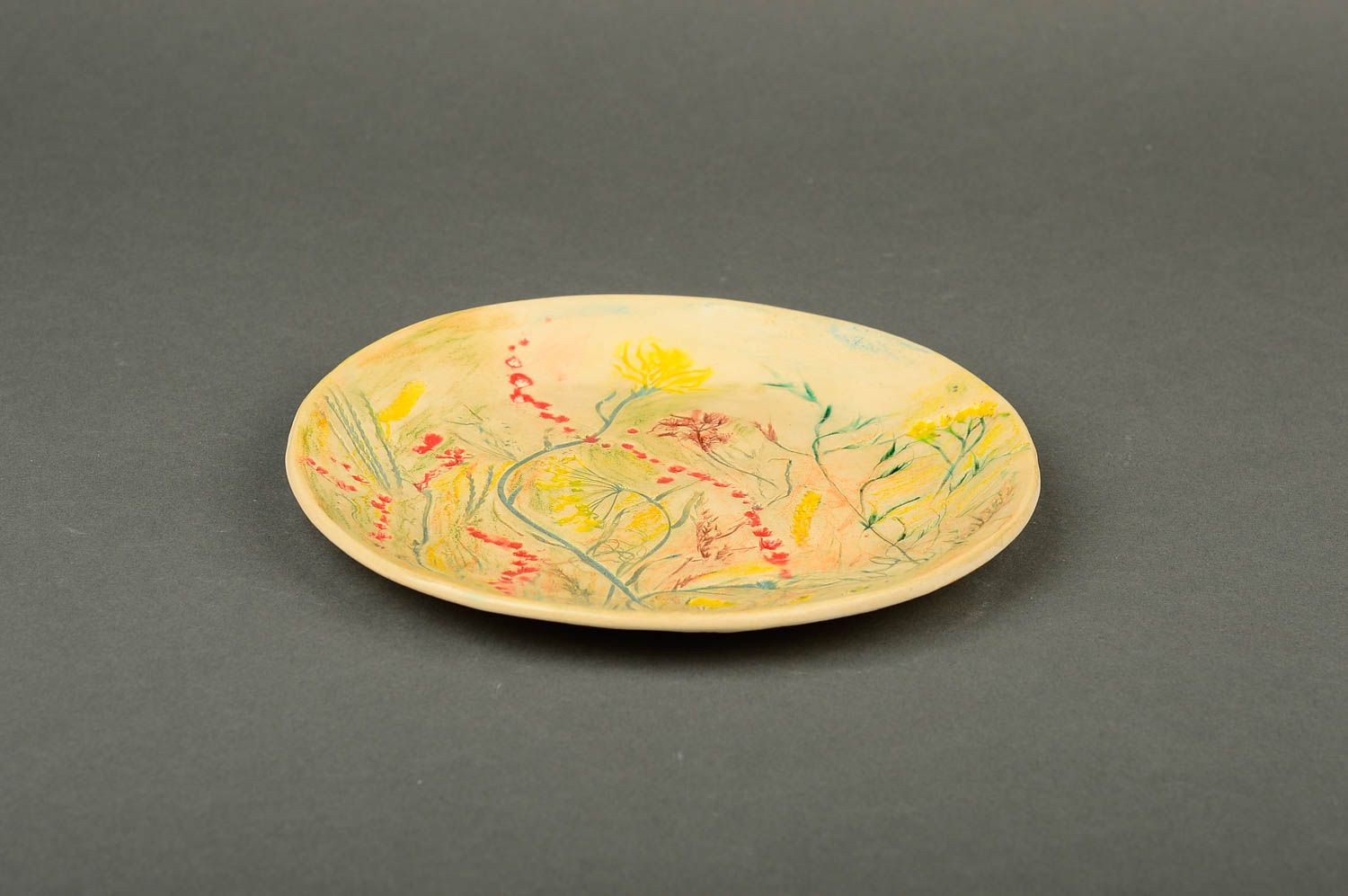 Керамическая тарелка хэнд мэйд глиняная посуда расписная тарелка маленькая фото 3