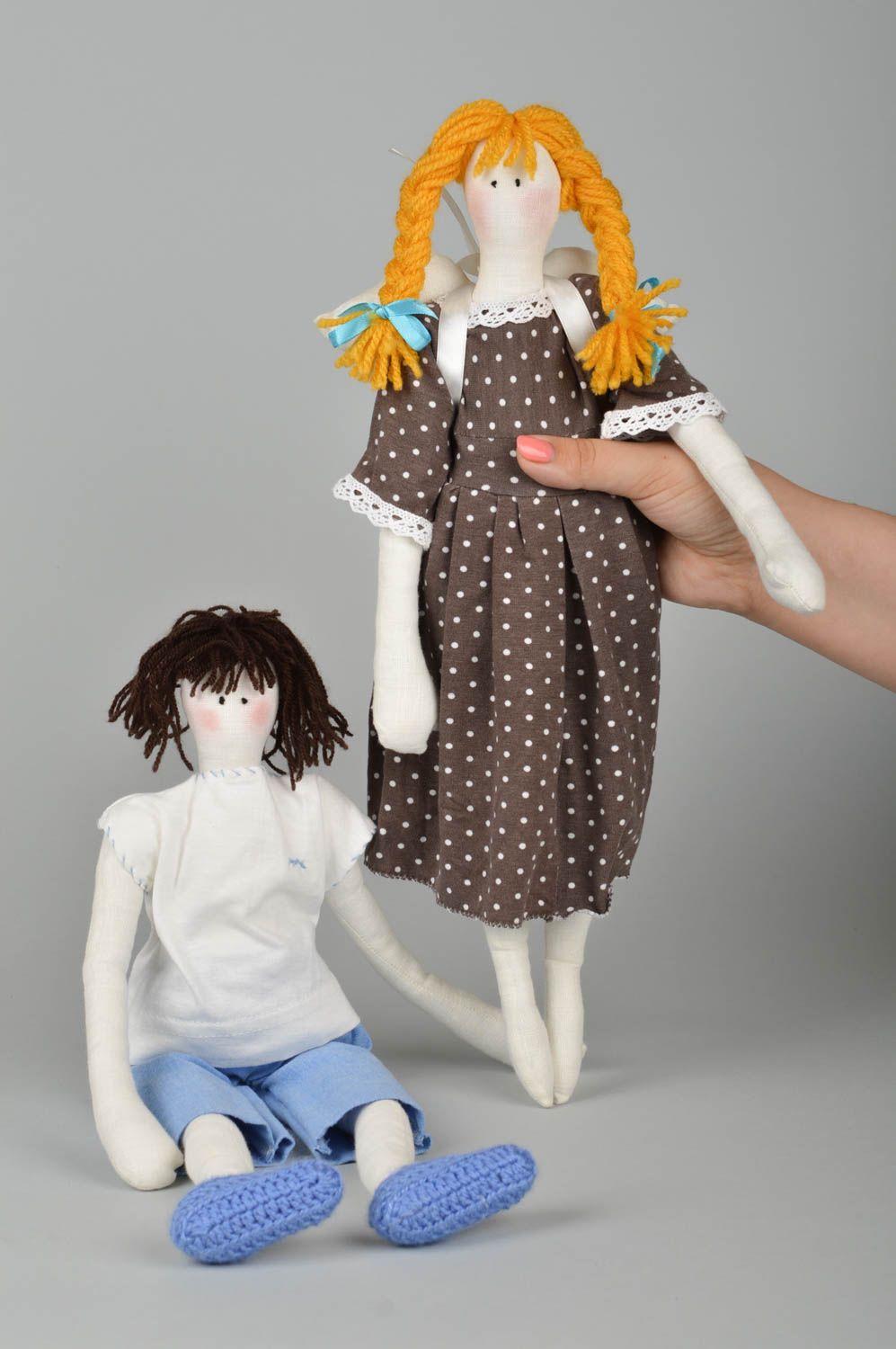 Puppen Set handmade Designer Puppen Deko Puppen weich Spielzeug Puppen 2 Stück foto 1