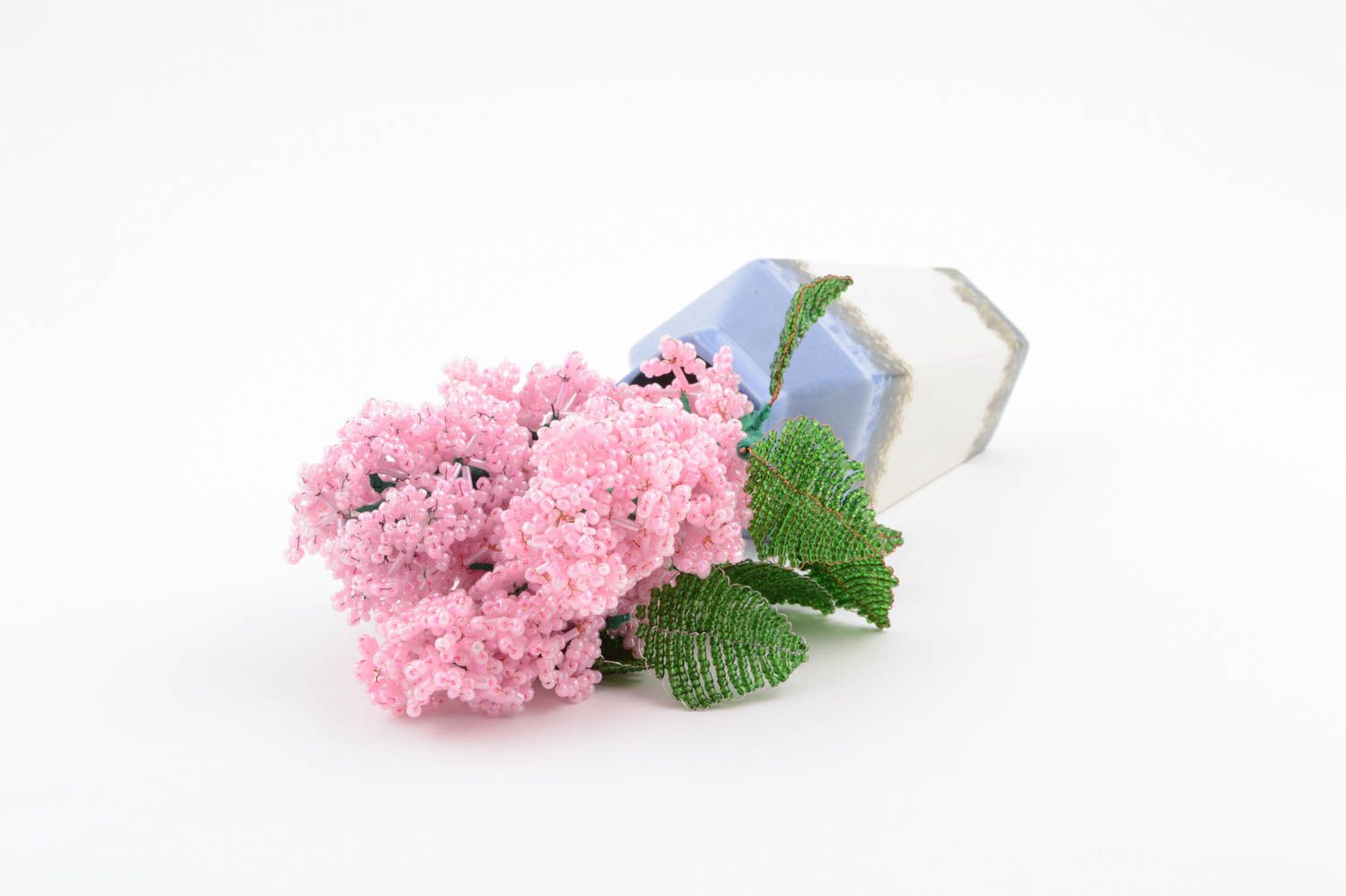 Flores de abalorios en florero hechas a mano regalo original decoración de hogar foto 3