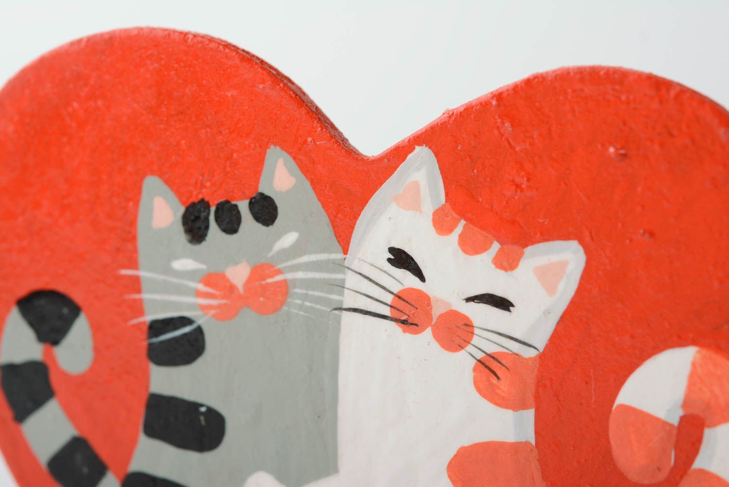 Deco Kühlschrankmagnet Herz mit Katzen handmade bemalt originell für Küche Dekor foto 2