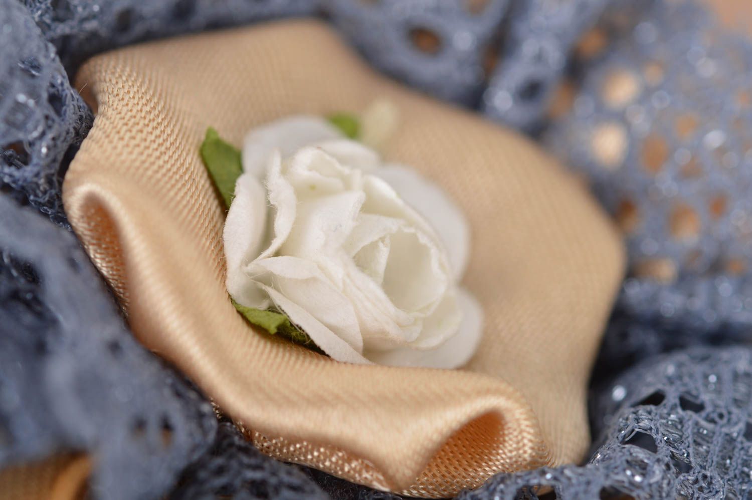 Broche barrette originale de style vintage faite main rose fleurissante photo 5