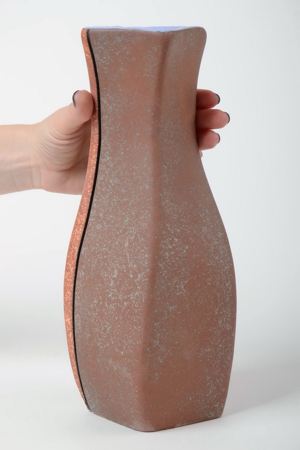 Глиняная ваза ручной работы с росписью пигментами красивая для декора дома 2.2 л фото 5
