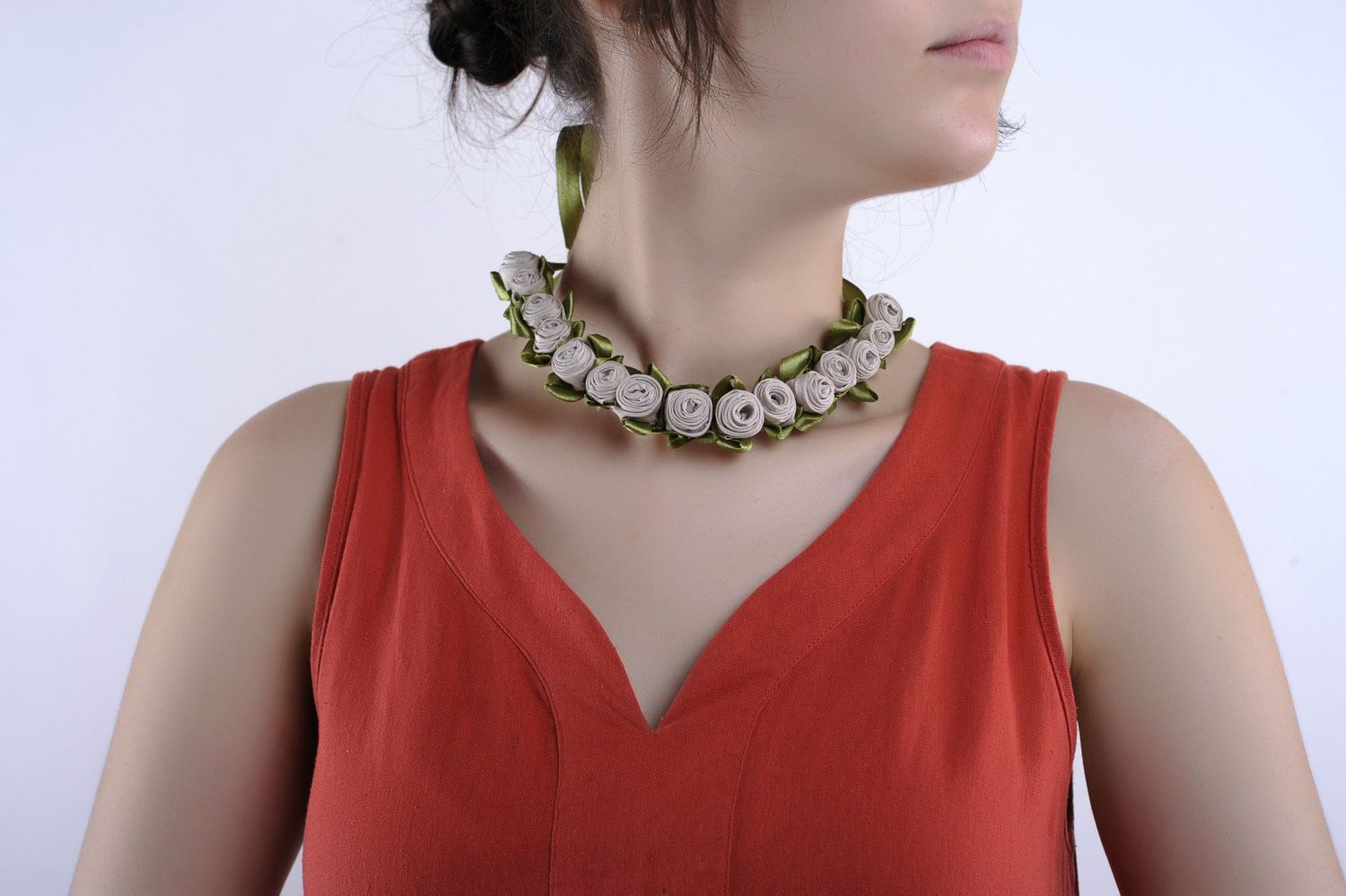 Halskette aus Stoff Rosen foto 3