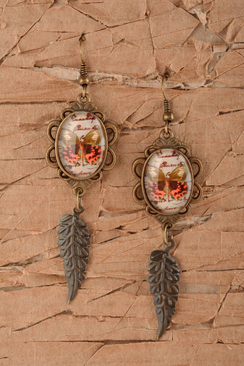 Stylish handmade metal earrings glass earrings design accessories for girls photo 1