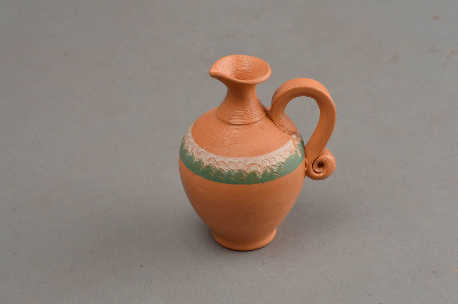 3 inches clay terracotta pitcher vase with handle 0,14 lb photo 3